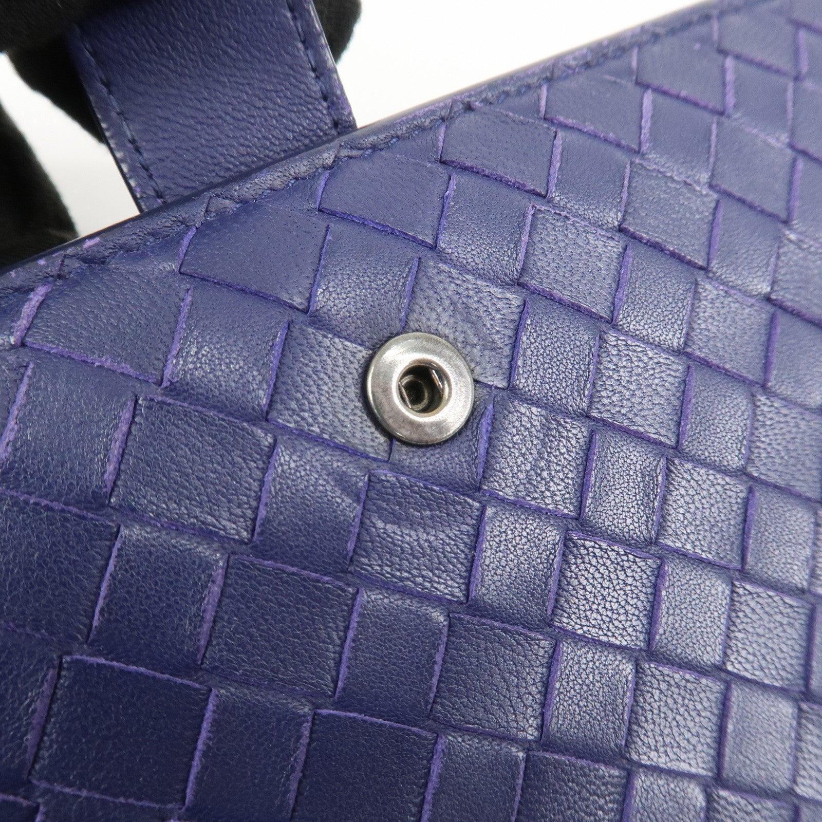 BOTTEGA VENETA Intrecciato Leather Long Flap Wallet Blue