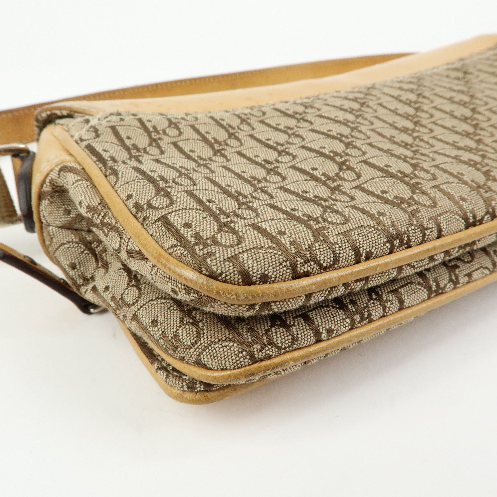 Christian Dior Trotter Canvas Leather Hand Bag Beige Brown