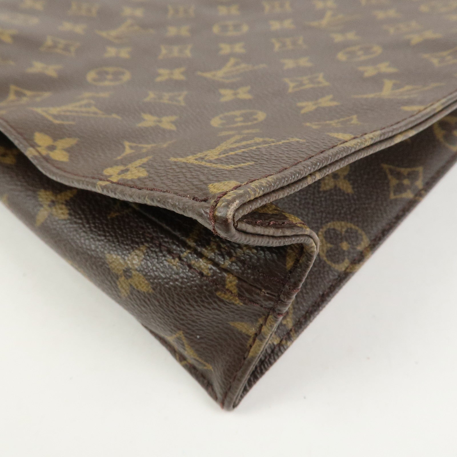 Louis Vuitton Monogram Sac Plat Tote Bag Hand Bag Brown M51140