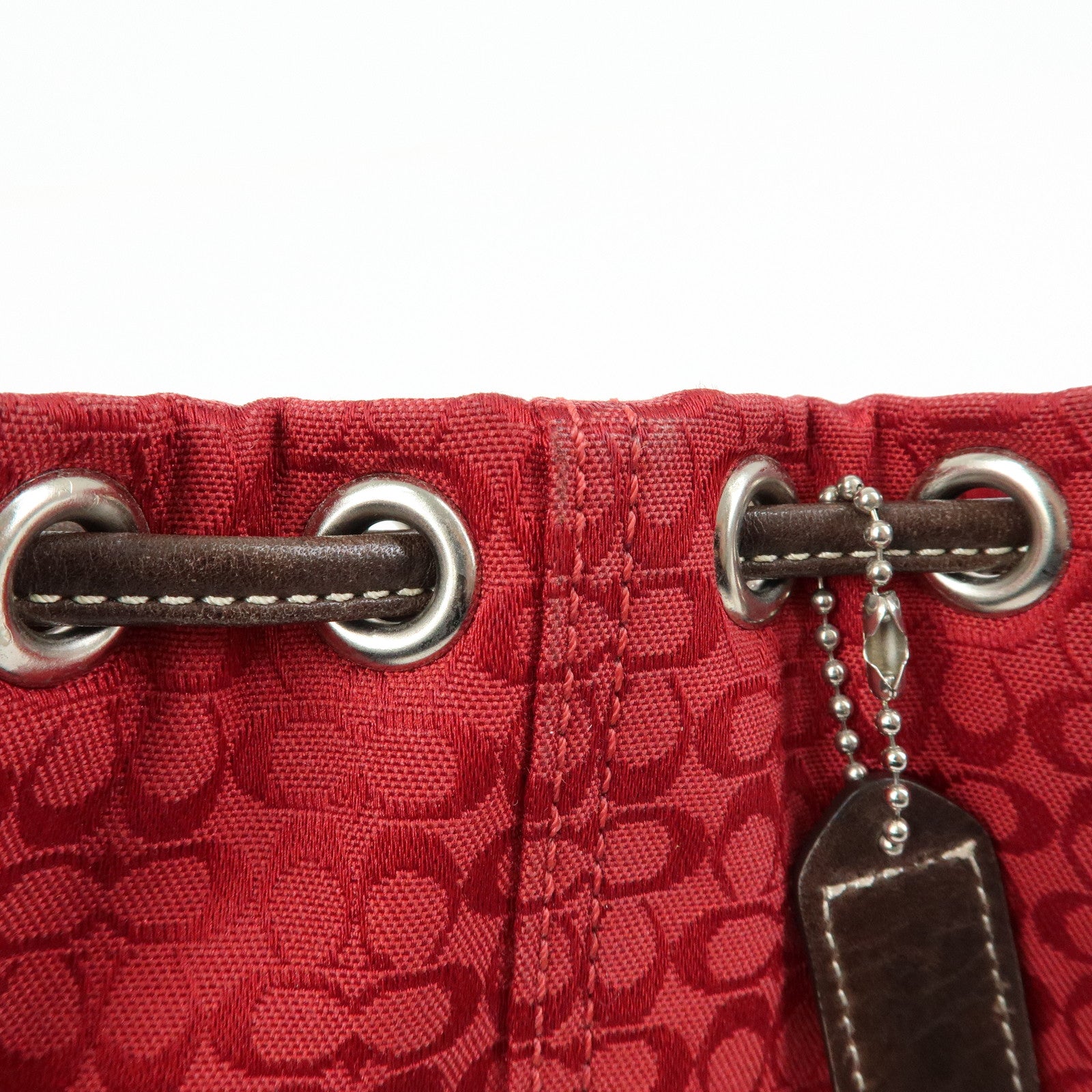 COACH Signature Set of 3 Pouch Cosmetic Case Red Brown Multicolor