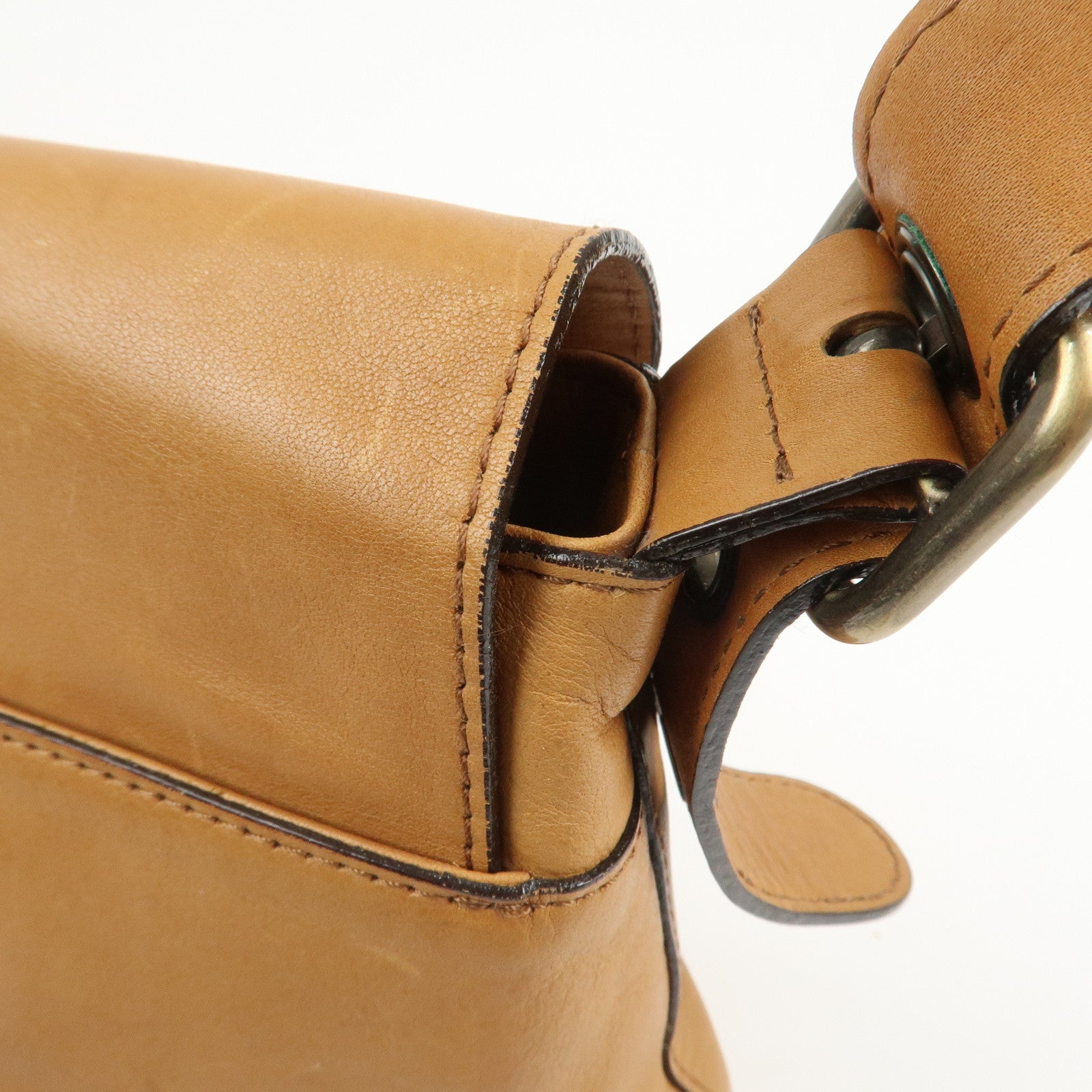 Chloe Logo Leather Shoulder Bag Hand Bag Crossbody Bag Brown
