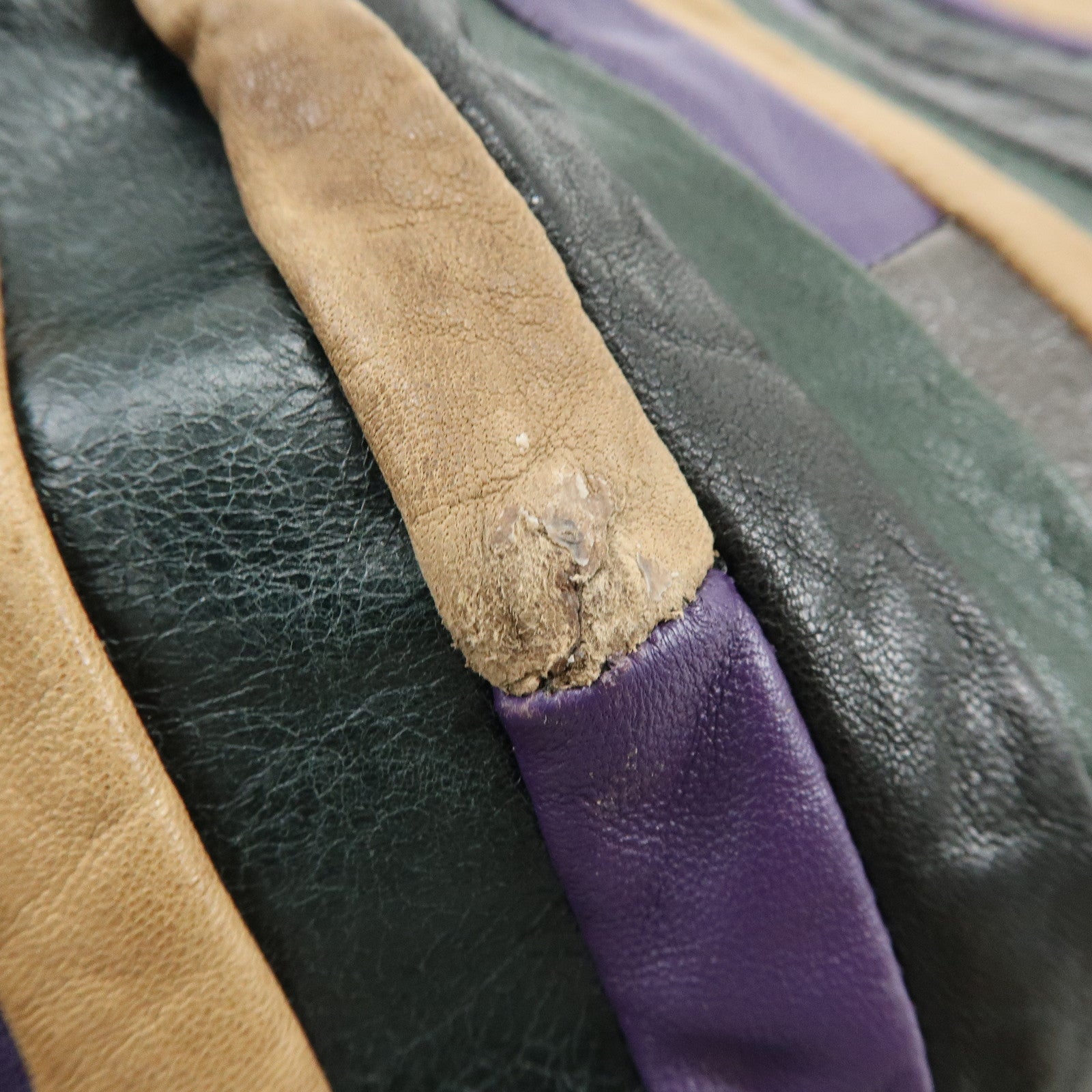 MIU MIU Logo Leather Hand Bag Shoulder Bag Black Purple Green