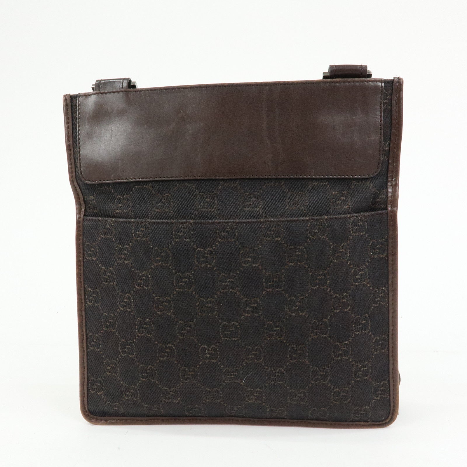 GUCCI GG Denim Leather Shoulder Bag Crossbody Bag Brown 27639