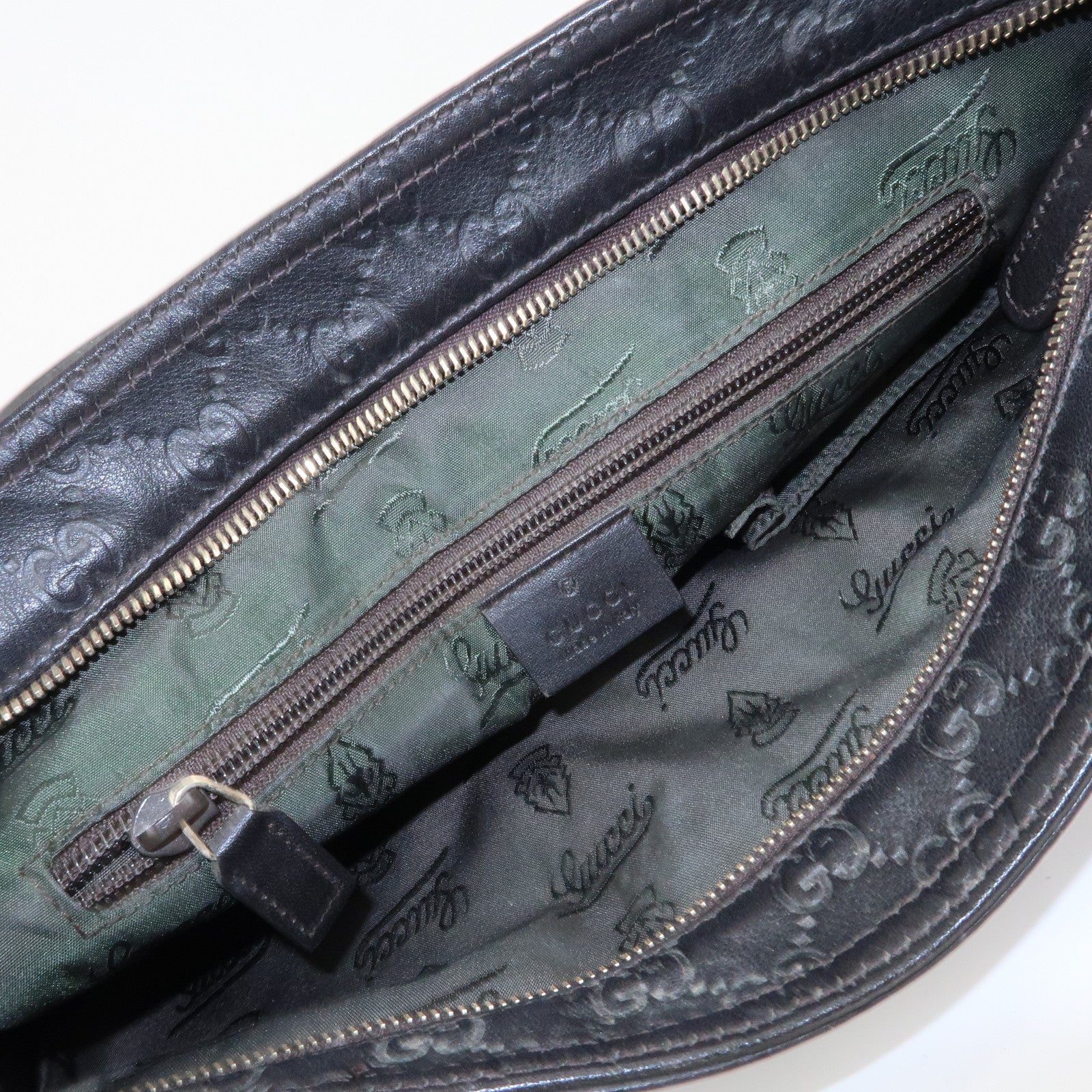 GUCCI Guccissima Leather Shoulder Bag Crossbody Bag Black 201446