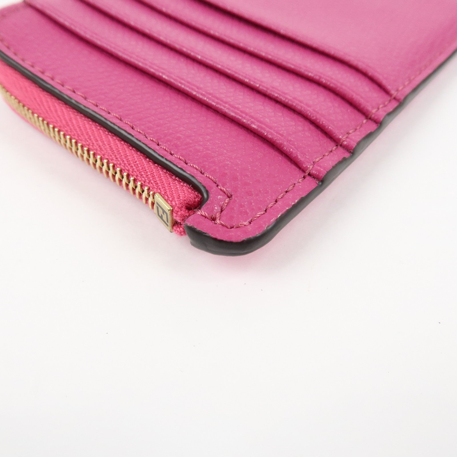 FENDI Peekaboo Leather Card Case Fragment Case Coin Case Pink 8M0489 Used