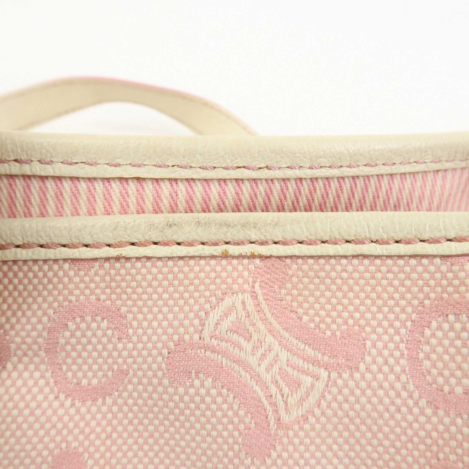 CELINE C Macadam Canvas Leather Tote Bag Shoulder Bag Pink Ivory