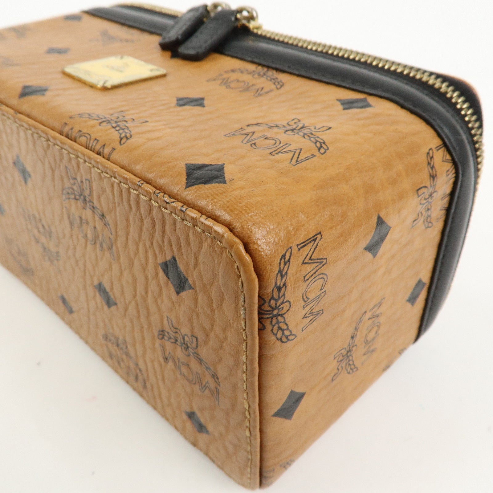 MCM Visetos Leather 2Way Vanity Bag Shoulder Bag Brown