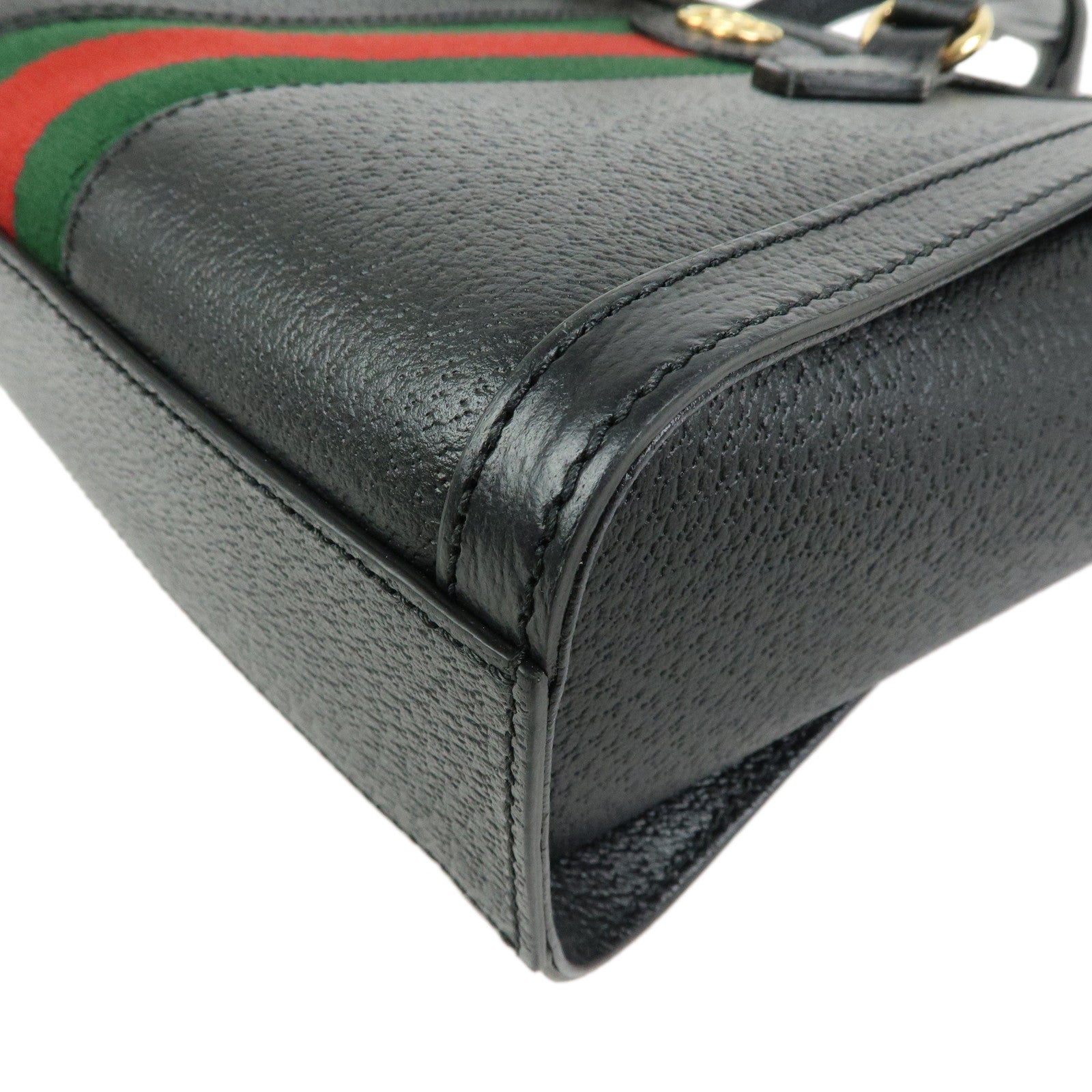 GUCCI Ophidia Sherry Leather 2Way Bag Hand Bag Black 719882