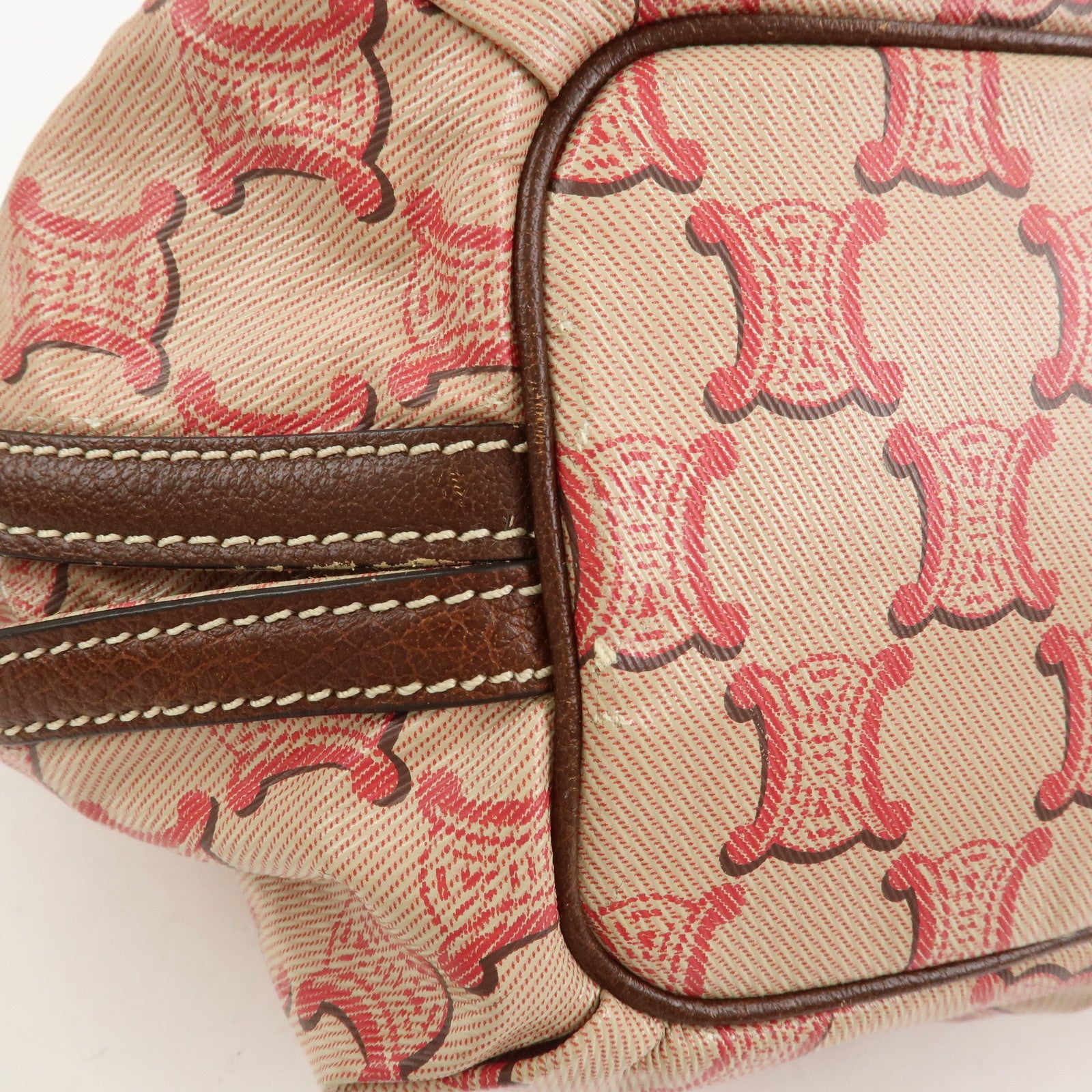 CELINE Bitter Sweet Macadam PVC Canvas Leather Hand Bag Pink