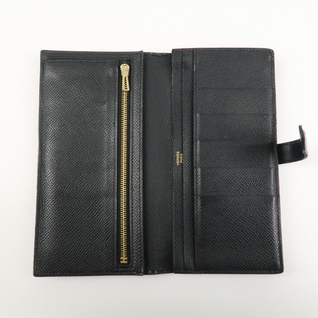 HERMES Epson Bearn Soufflet Long Wallet C Stamped Black Used
