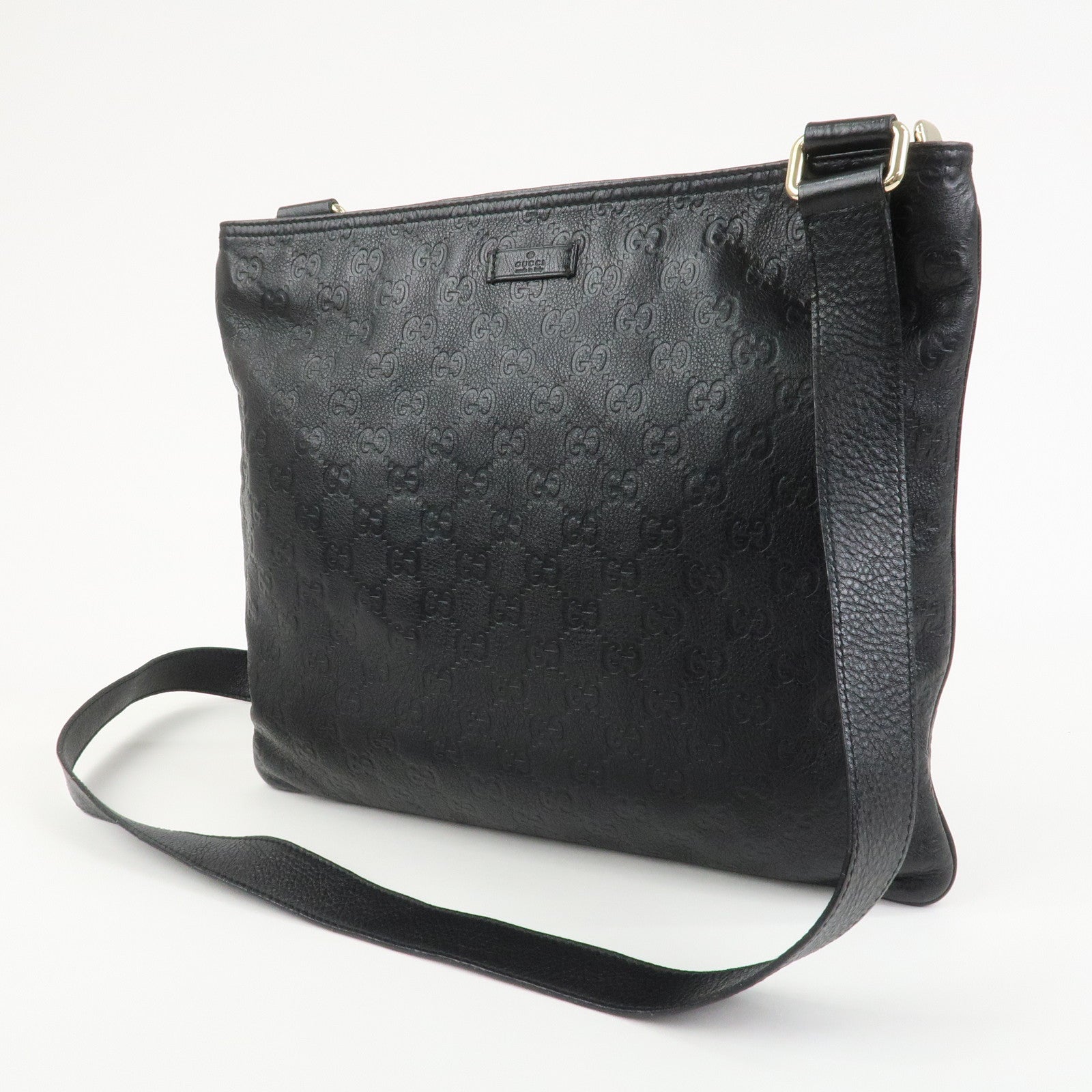 GUCCI Guccissima Leather Shoulder Bag Crossbody Bag Black 201446