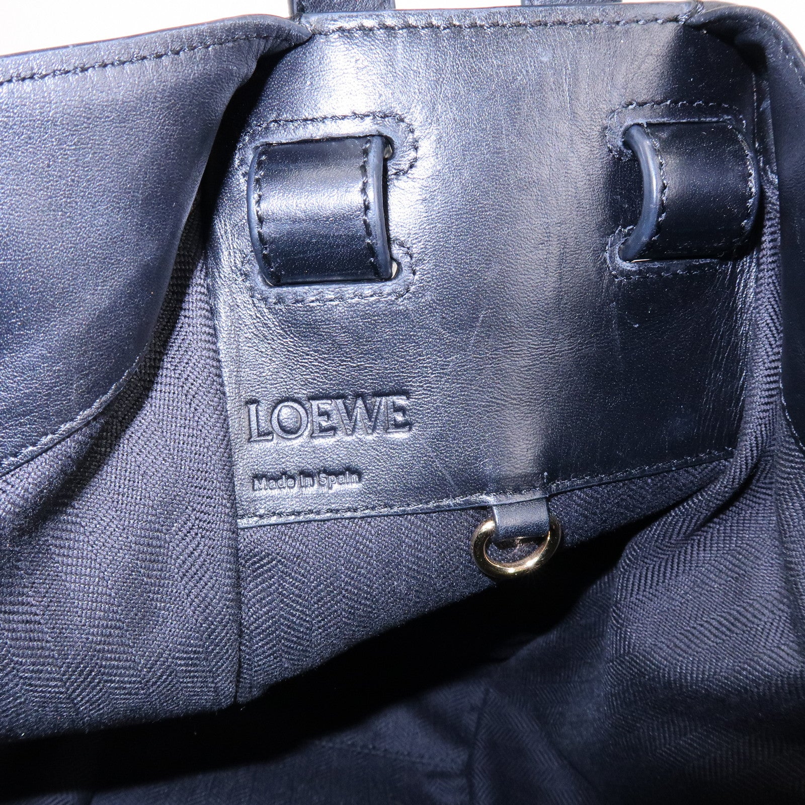 LOEWE Calfskin Hammock Small Shoulder Bag Leopard Beige Black