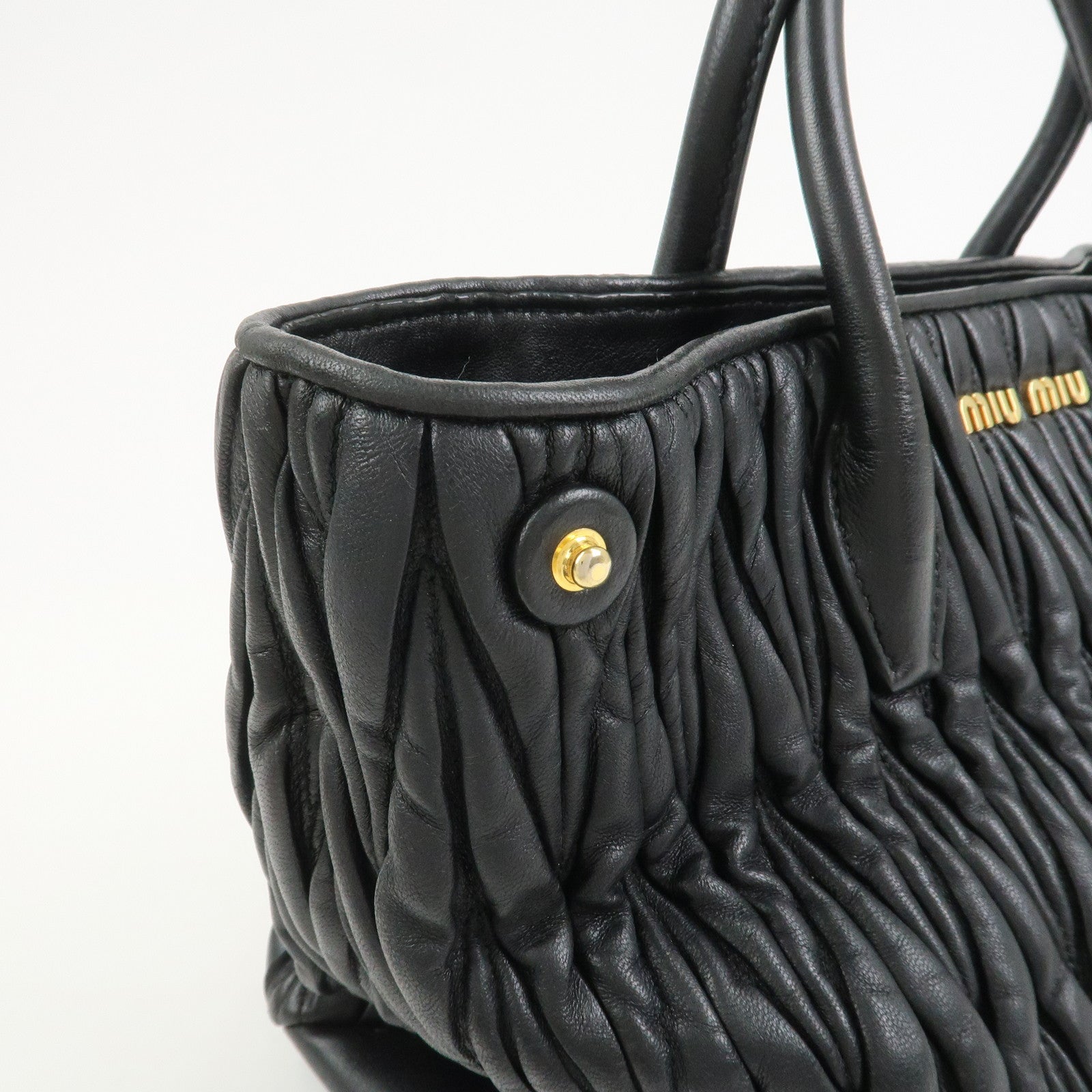 MIU MIU Matelasse Leather 2Way Bag Hand Bag Black RN1069