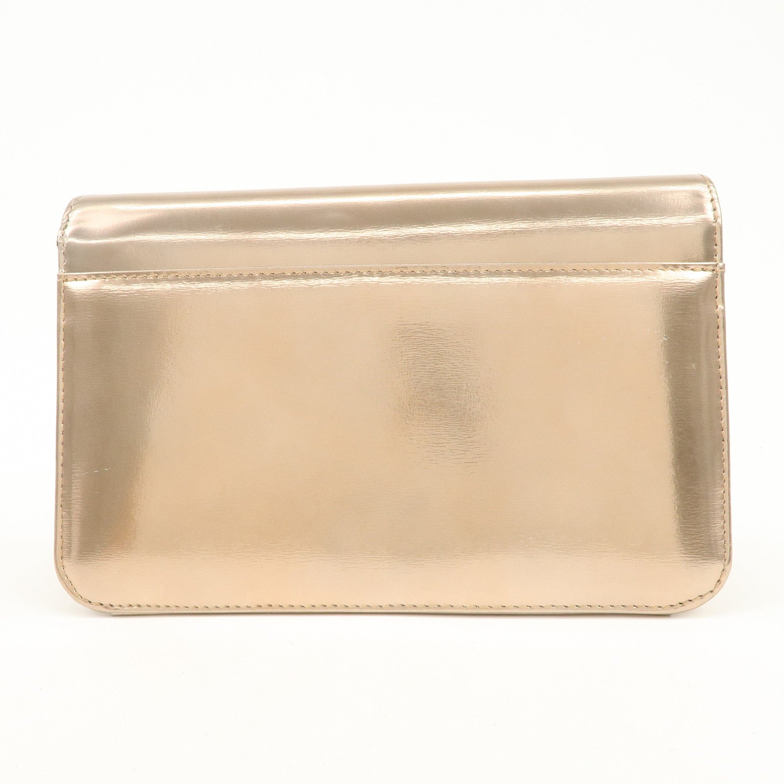 Christian Dior Patent Leather Chain Shoulder Bag Metallic Pink Used