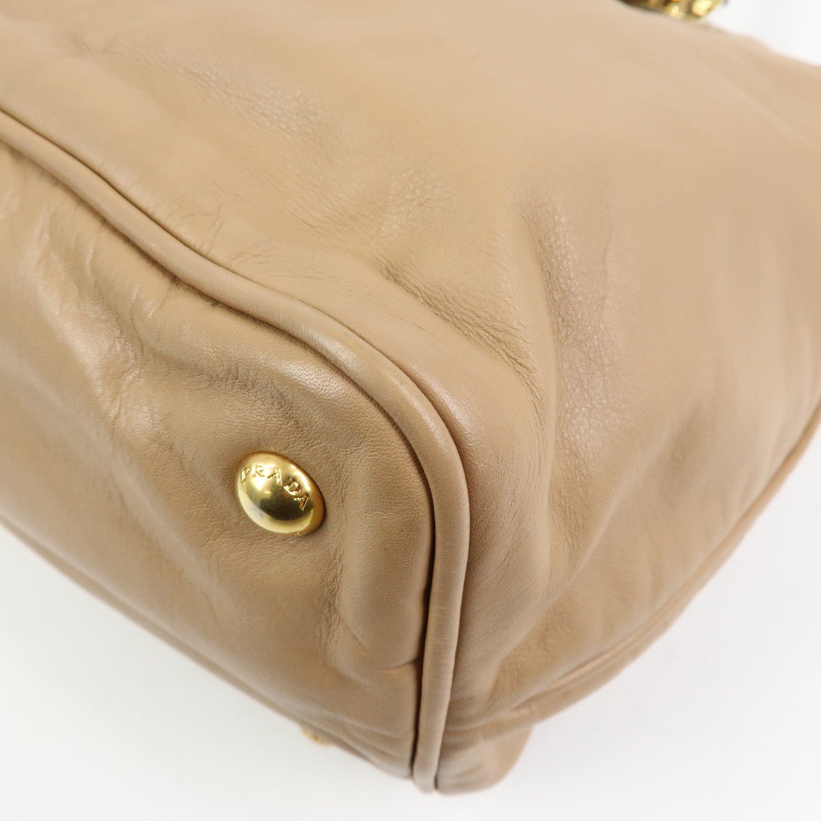 PRADA Soft Calf Leather 2Way Hand Shoulder Bag Light Brown BN1902