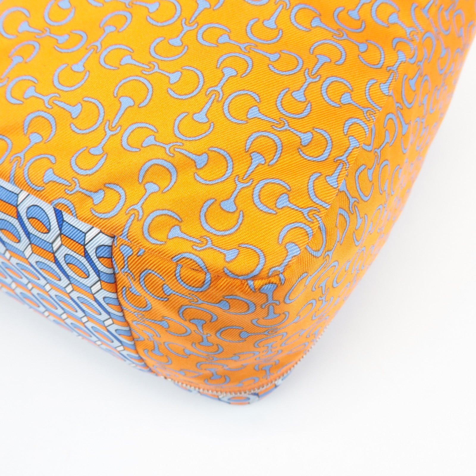 HERMES Eau des Voyages PM Silk Pouch Orange Blue Used