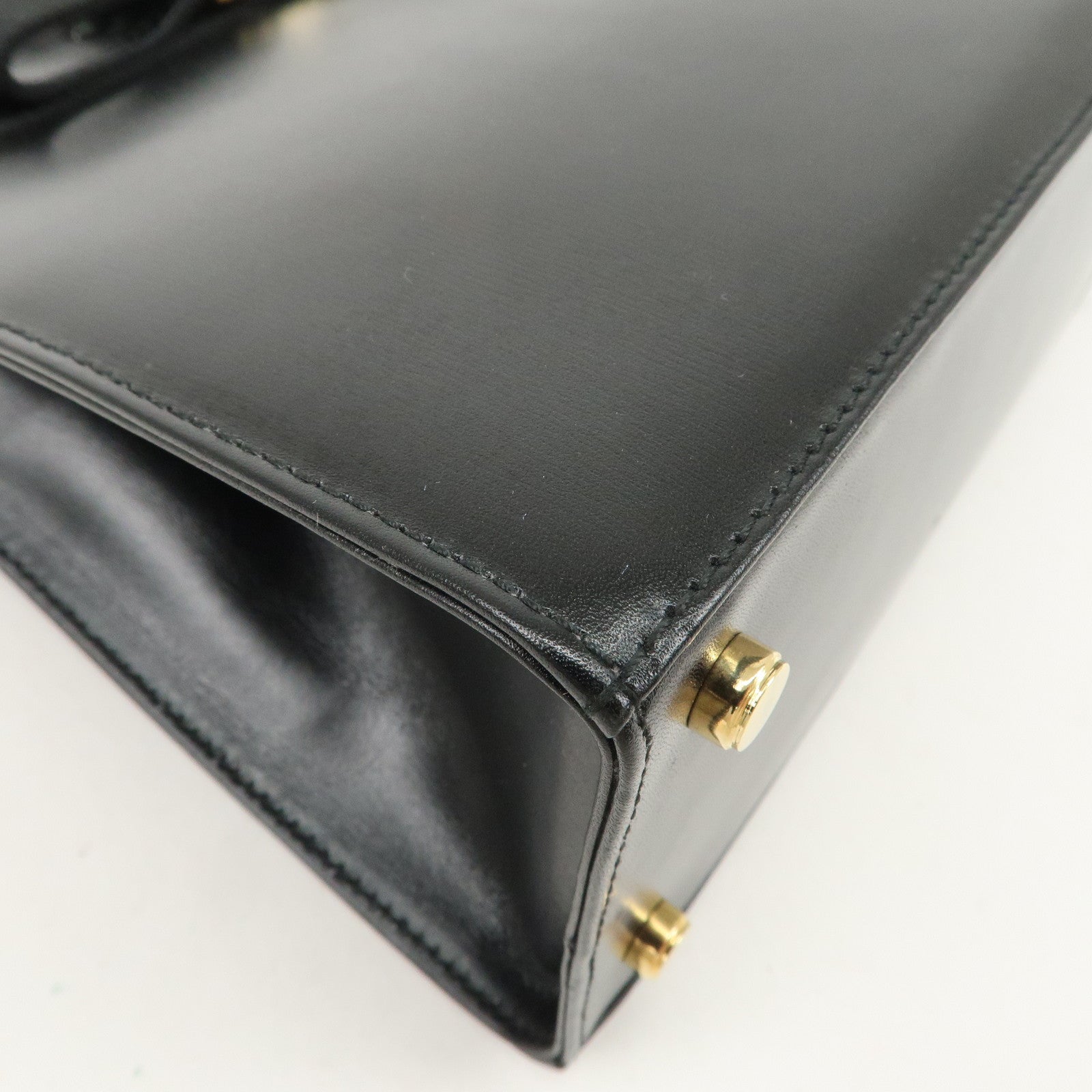 Ferragamo Vara Leather 2Way Hand Bag Shoulder Bag Black Used