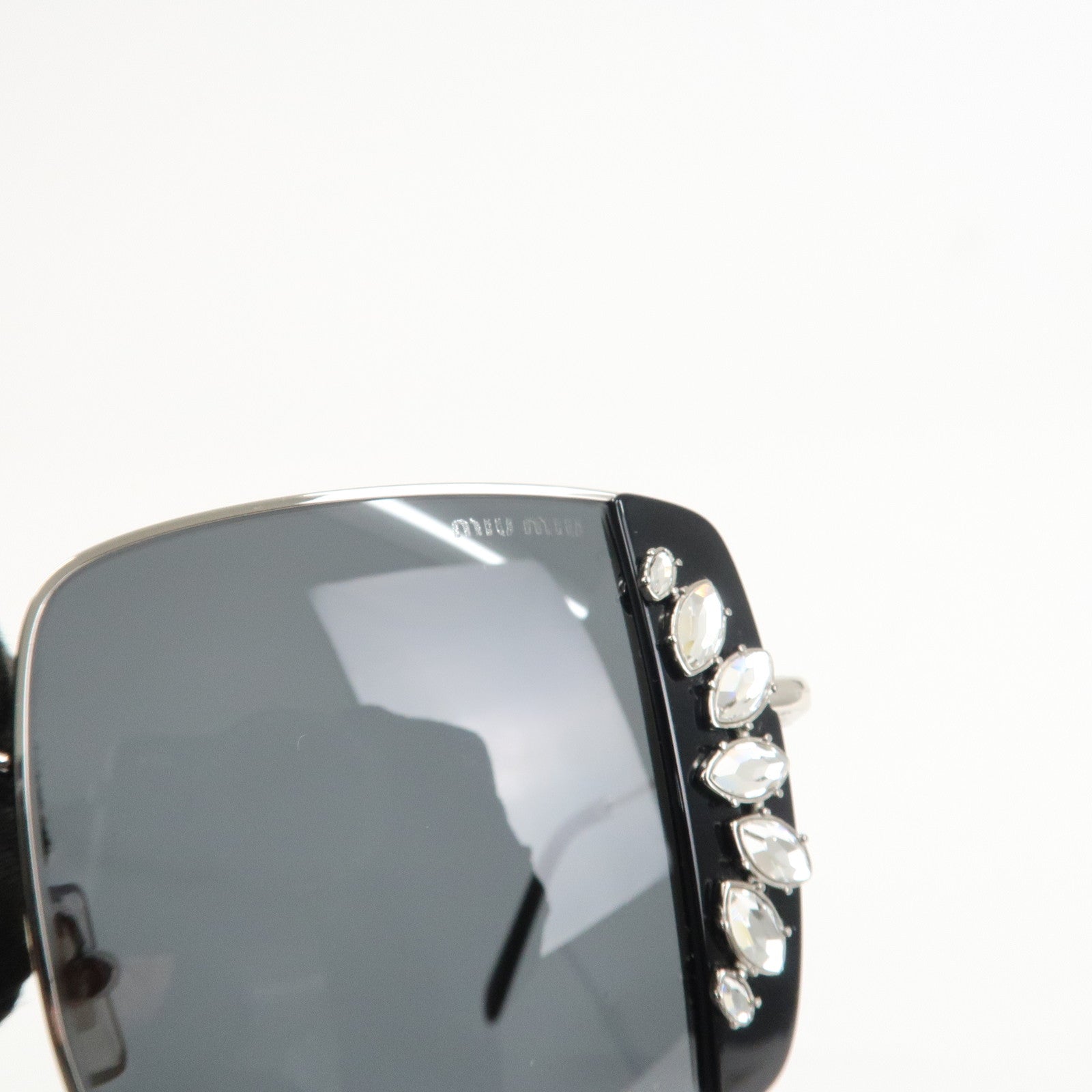 MIU MIU Metal Rhine Stone Sunglasses Black Silver 01E-580 46□19