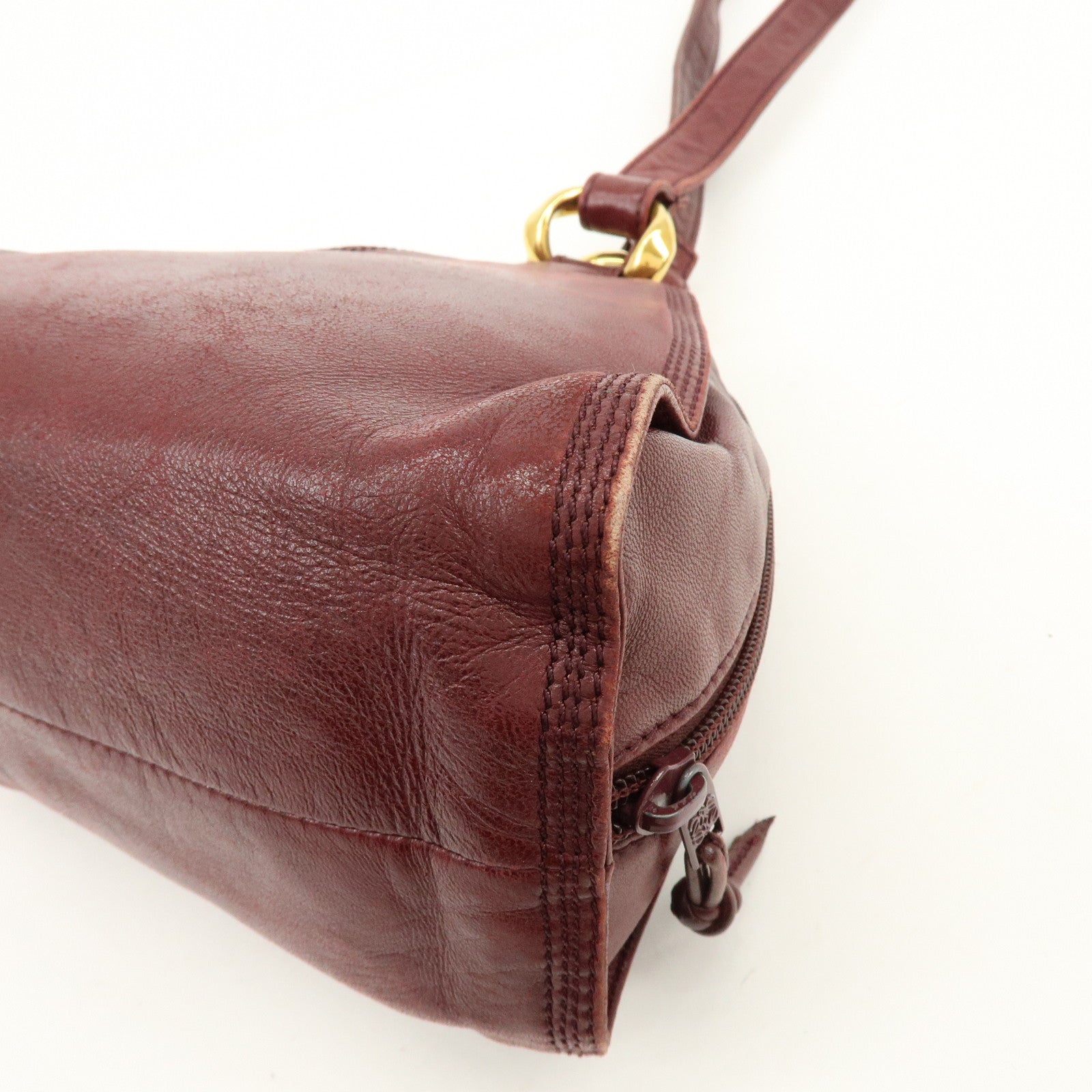 LOEWE Anagram Leather Shoulder Bag Crossbody Bag Bordeaux