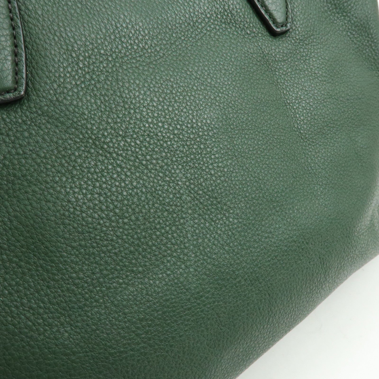 MIU MIU Logo Leather Tote Bag Shoulder Bag Hand Bag Moss Green