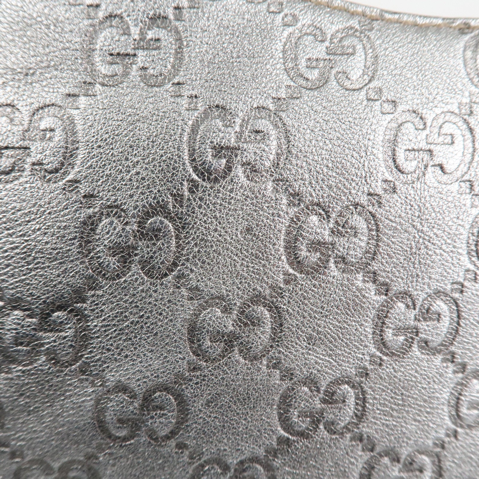 GUCCI Guccissima Leather Shoulder Bag Hand Bag Silver 240020 Used