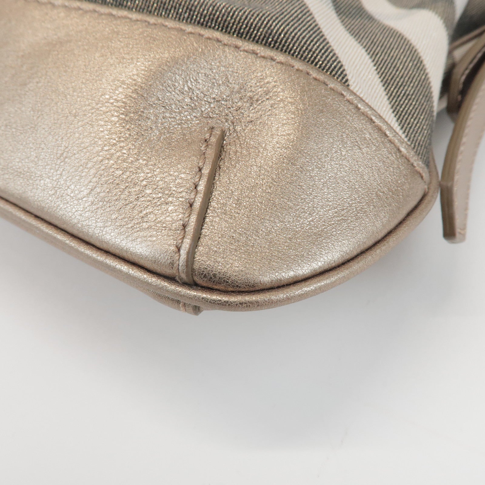 BURBERRY Canvas Leather Plaid Shoulder Bag Crossbody Bag Gold