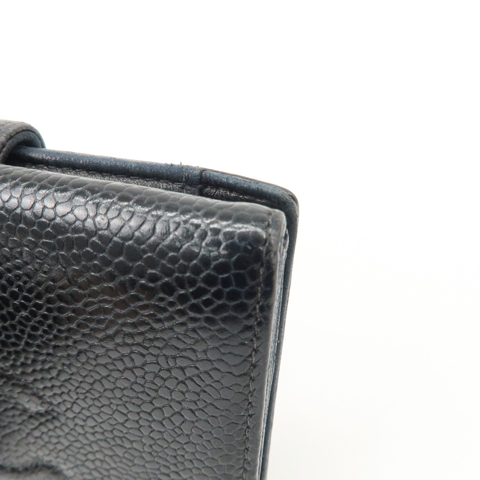 CHANEL COCO Mark Caviarskin Double Hook Wallet Black A13496