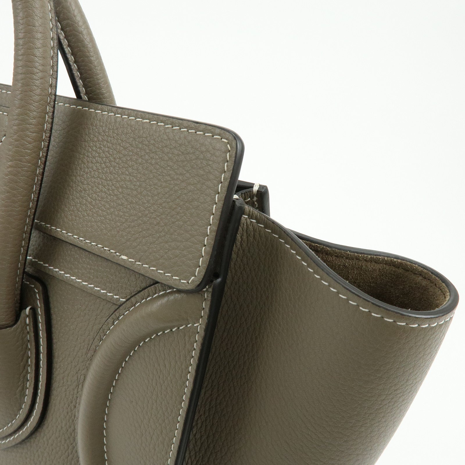 CELINE Luggage Micro Shopper Leather Hand Bag Tote Bag Gray