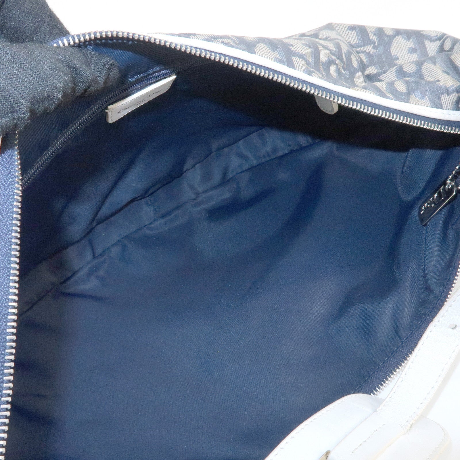 Christian Dior Trotter PVC Leather Shoulder Bag Hand Bag Navy White Used