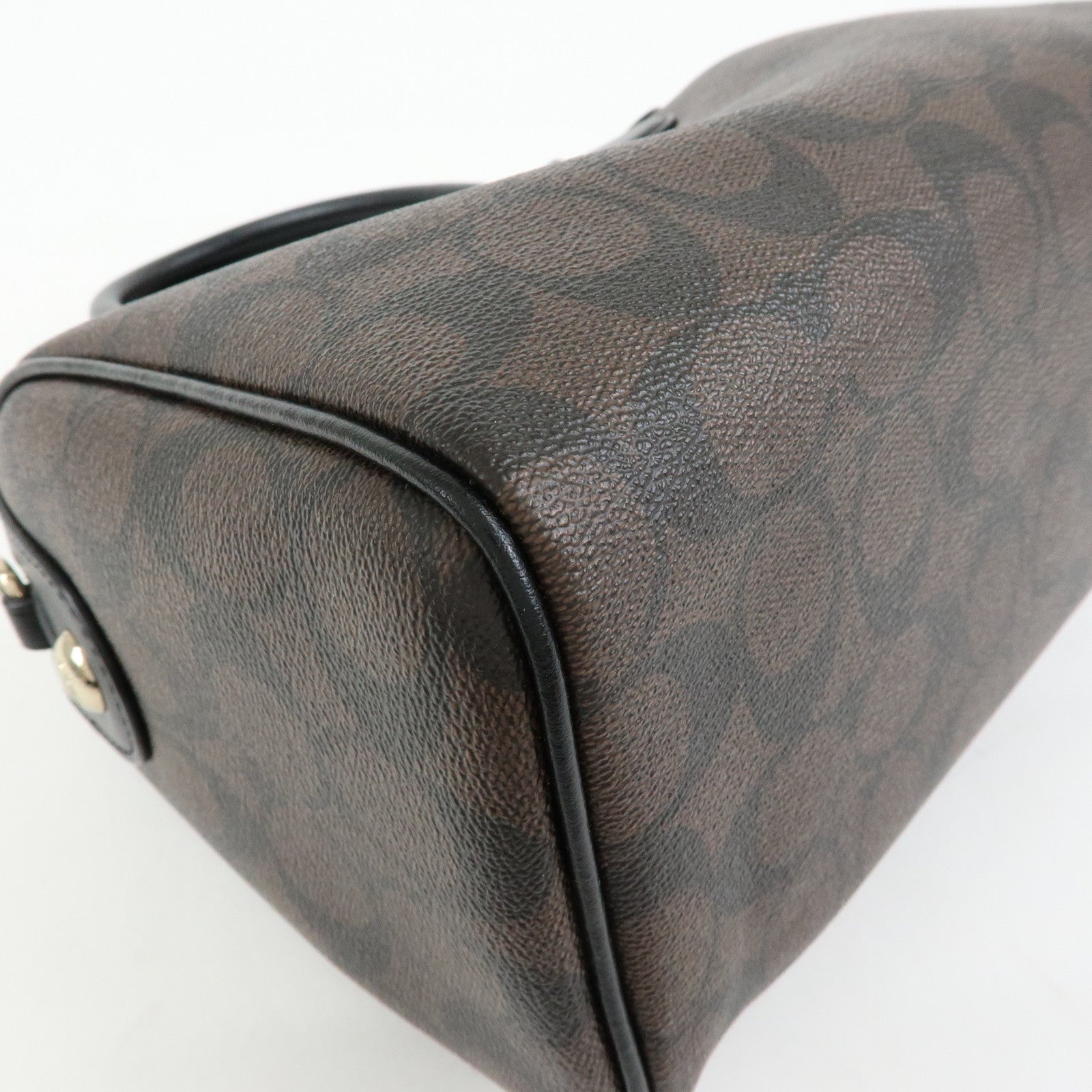 COACH Signature PVC Leather 2Way Shoulder Bag Hand Bag Dark Brown