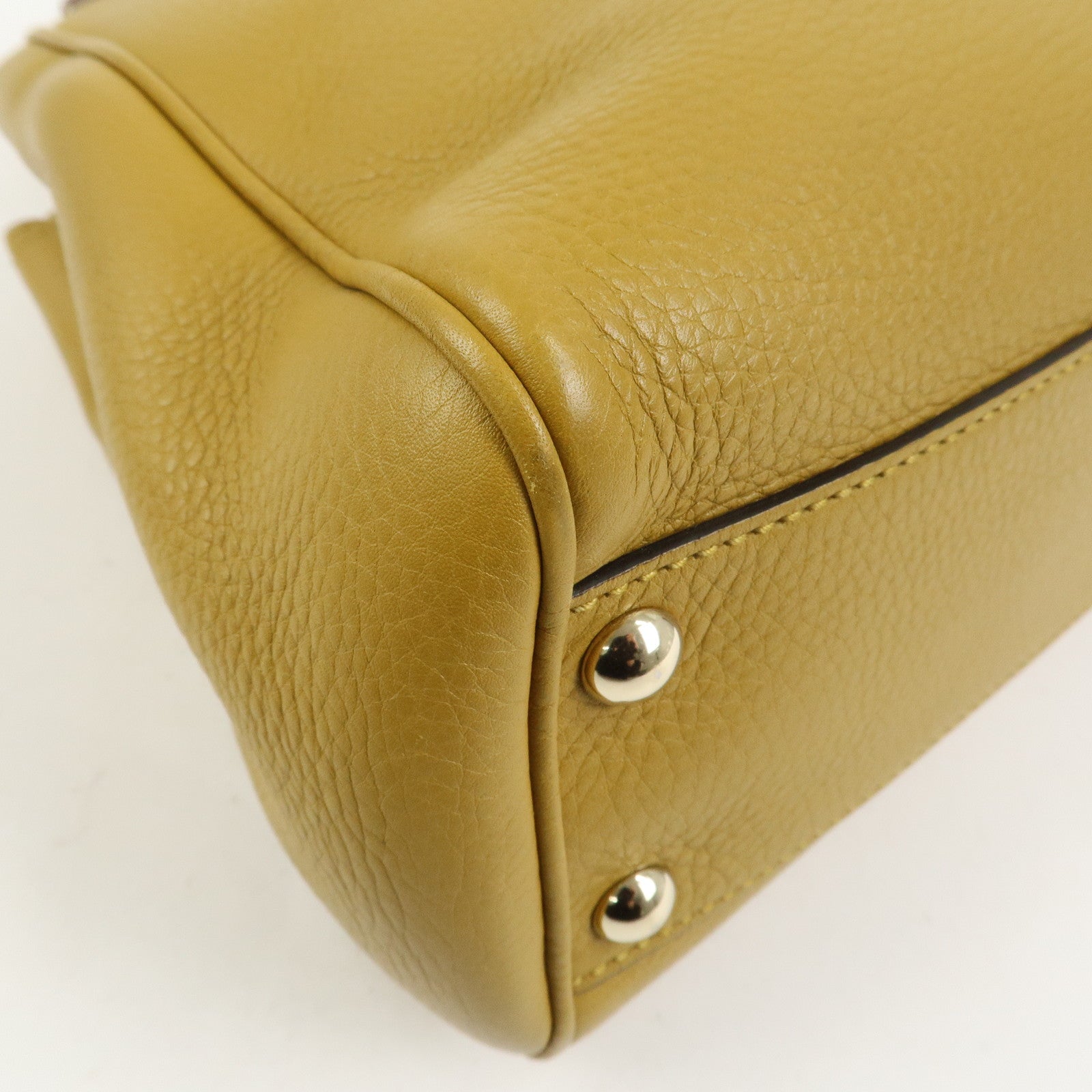 GUCCI Bamboo Leather 2Way Bag Tote Shoulder Bag Mustard 336032