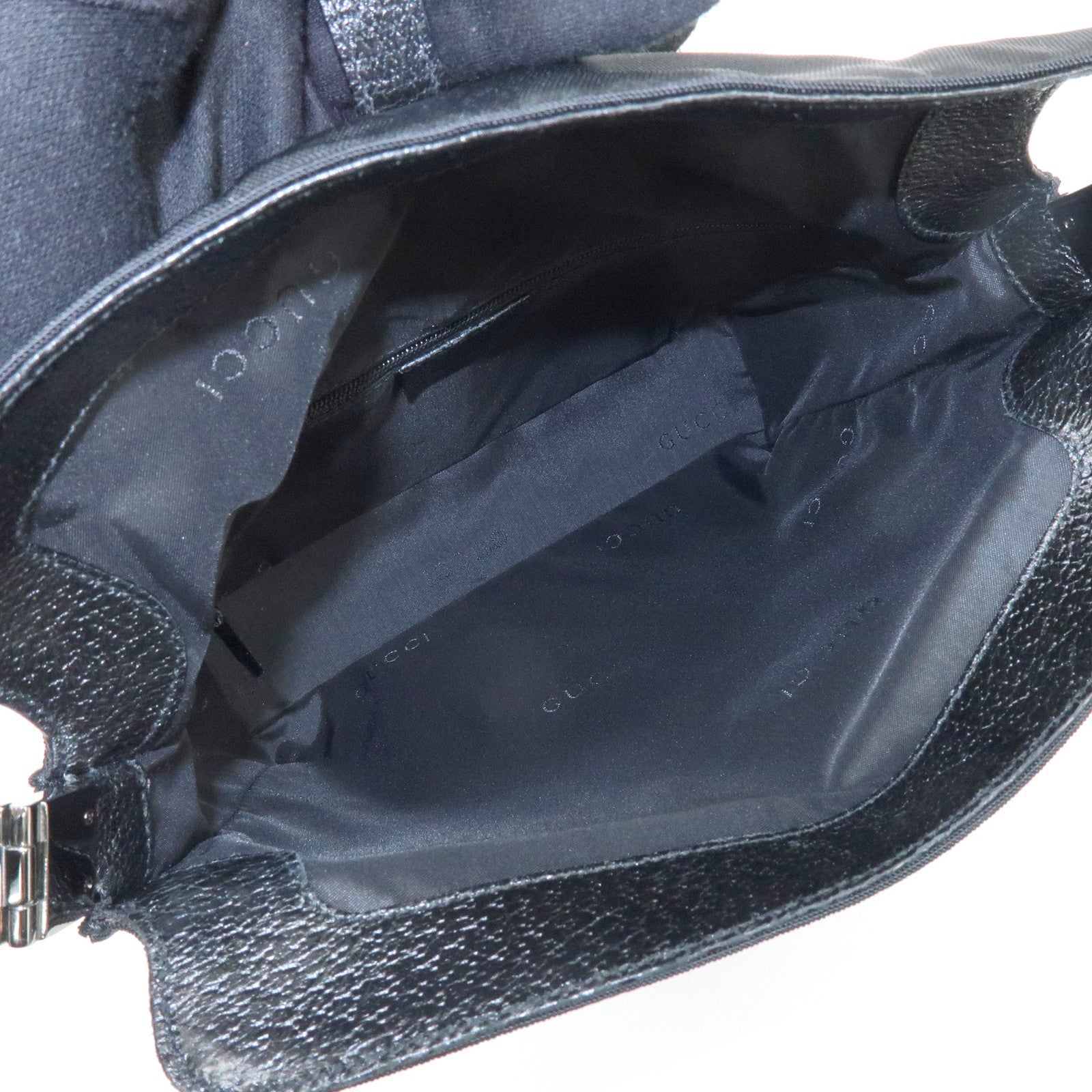 GUCCI Jackie Canvas Leather Shoulder Bag Hand Bag Black 001・3734