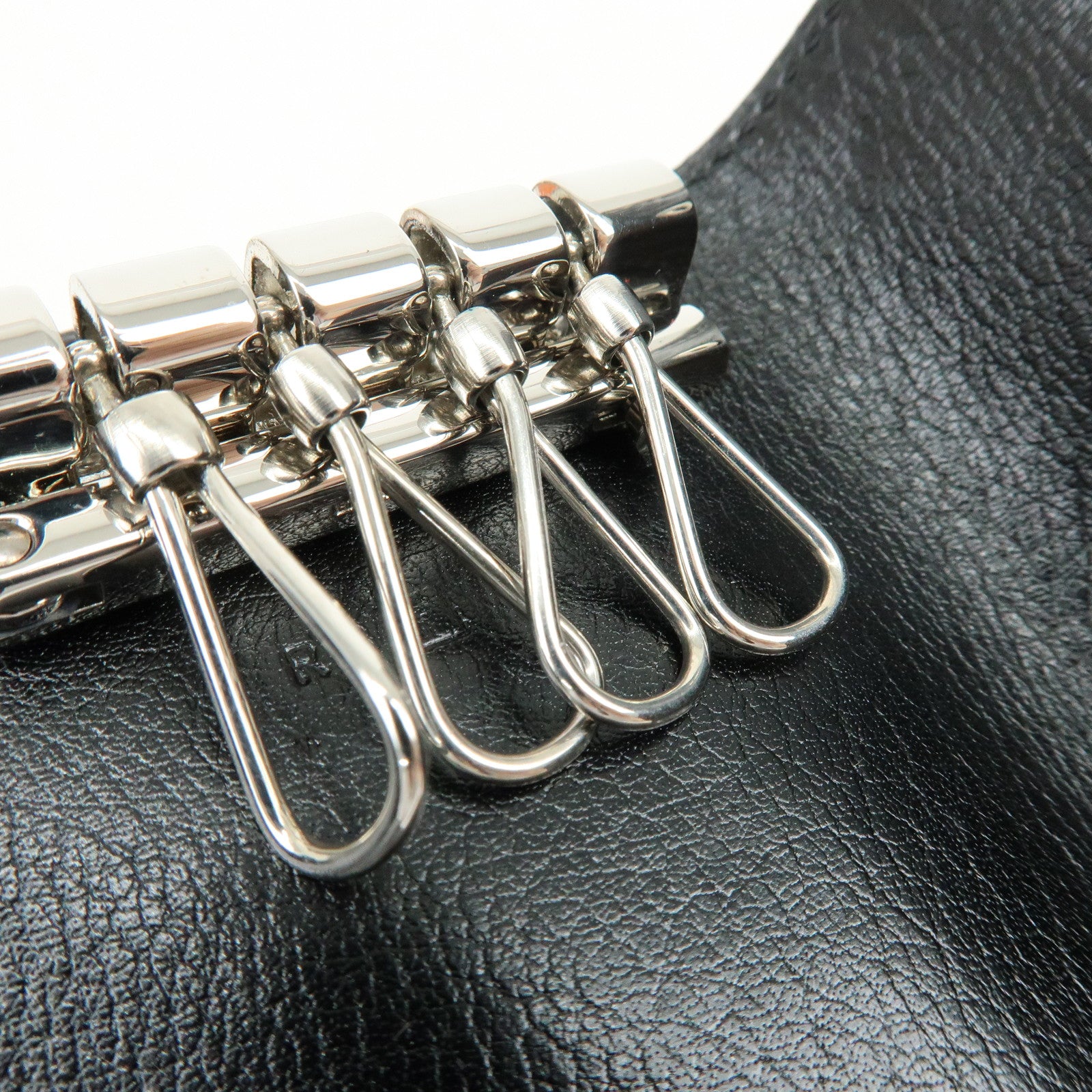 HERMES Serie Etui Cle 4 Box Calf Leather F Stamped Key Case Black