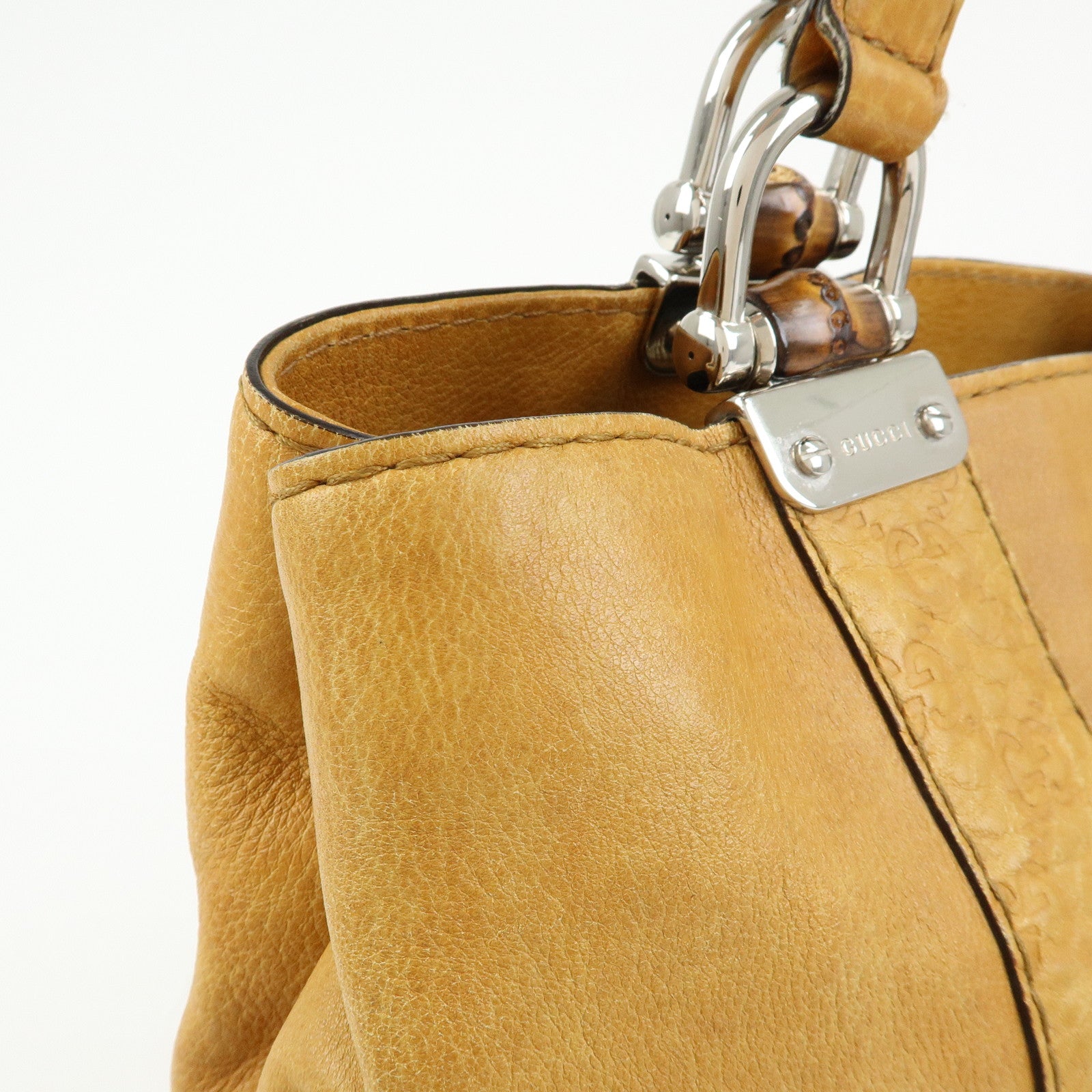 GUCCI Bamboo Bar Guccissima Leather Tote Bag Mustard 232947