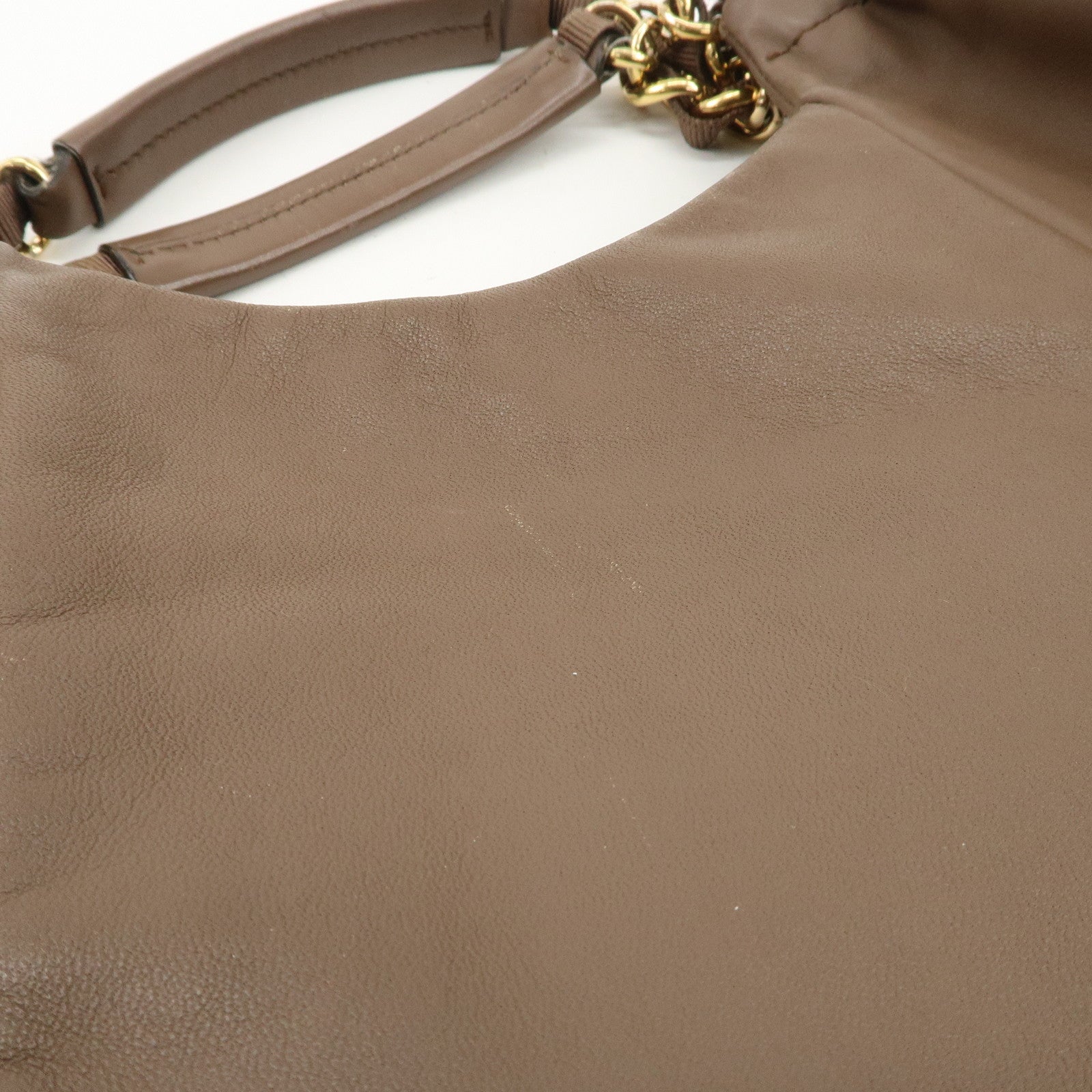 Ferragamo Leather Tote Bag Hand Bag Shouolder Bag Beige Gold HDW