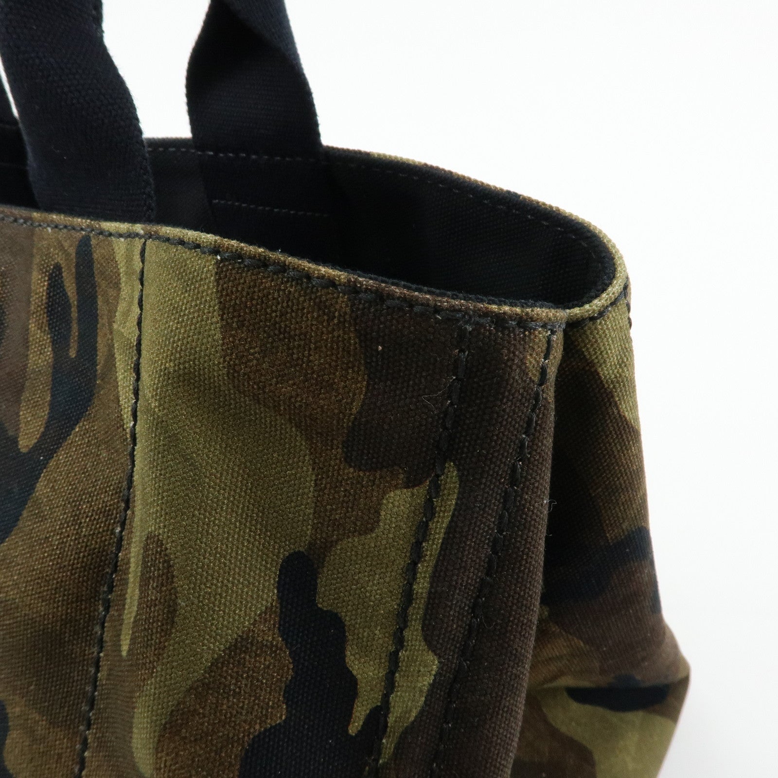 PRADA Triangle Logo Canapa Large Canvas Tote Bag Camouflage B1872B