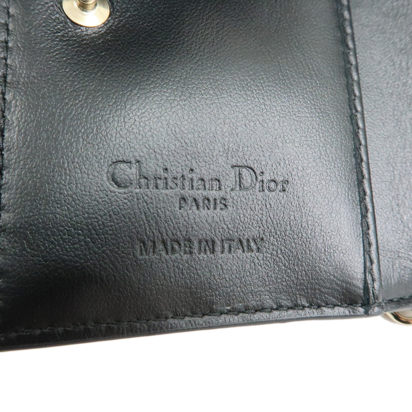 Christian Dior Lady Dior Canage Patent Leather Card Case Black