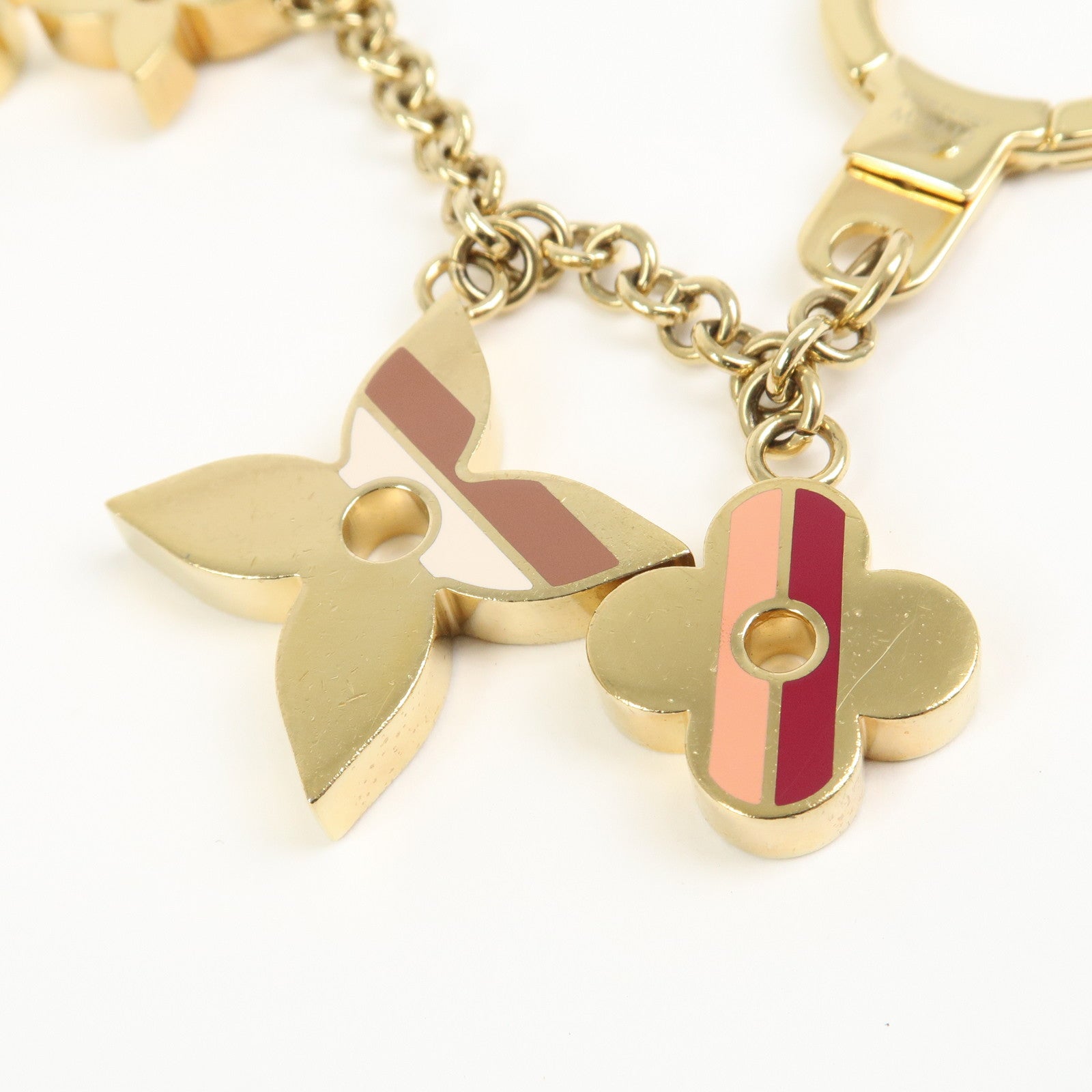 Louis Vuitton Porte Cles Chaine Flower Stripes Bracelet Gold M78612
