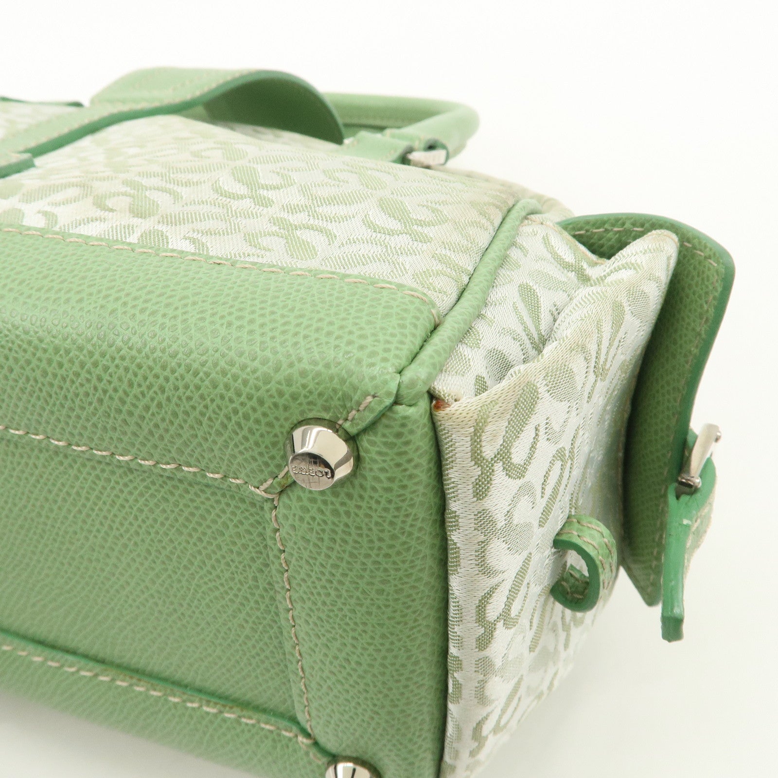 LOEWE Anagram Canvas Leather Hand Bag Light Green