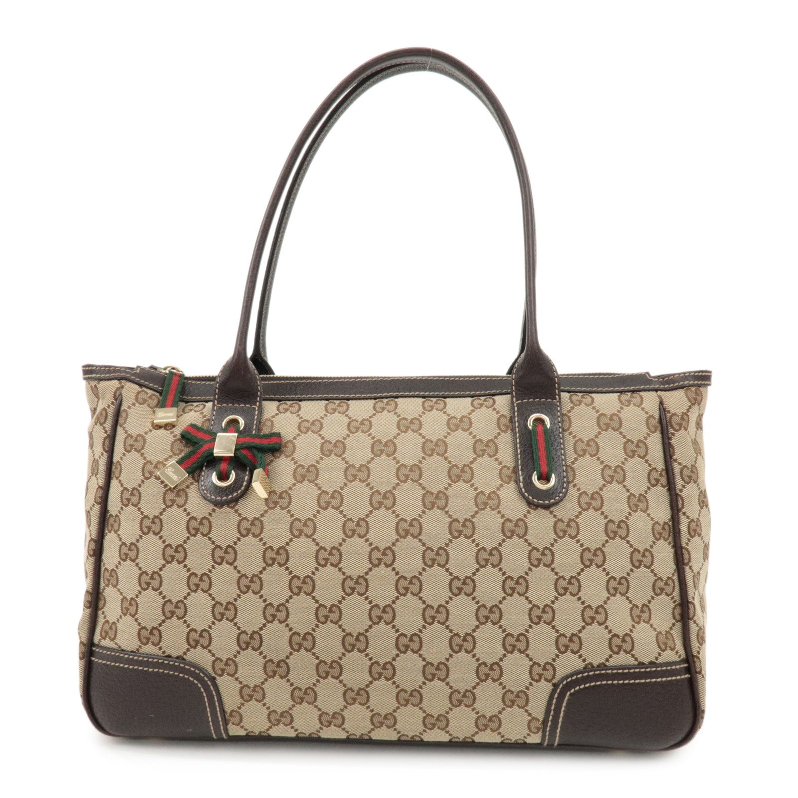 GUCCI Princy Sherry GG Canvas Leather Tote Bag Beige 177052 Used