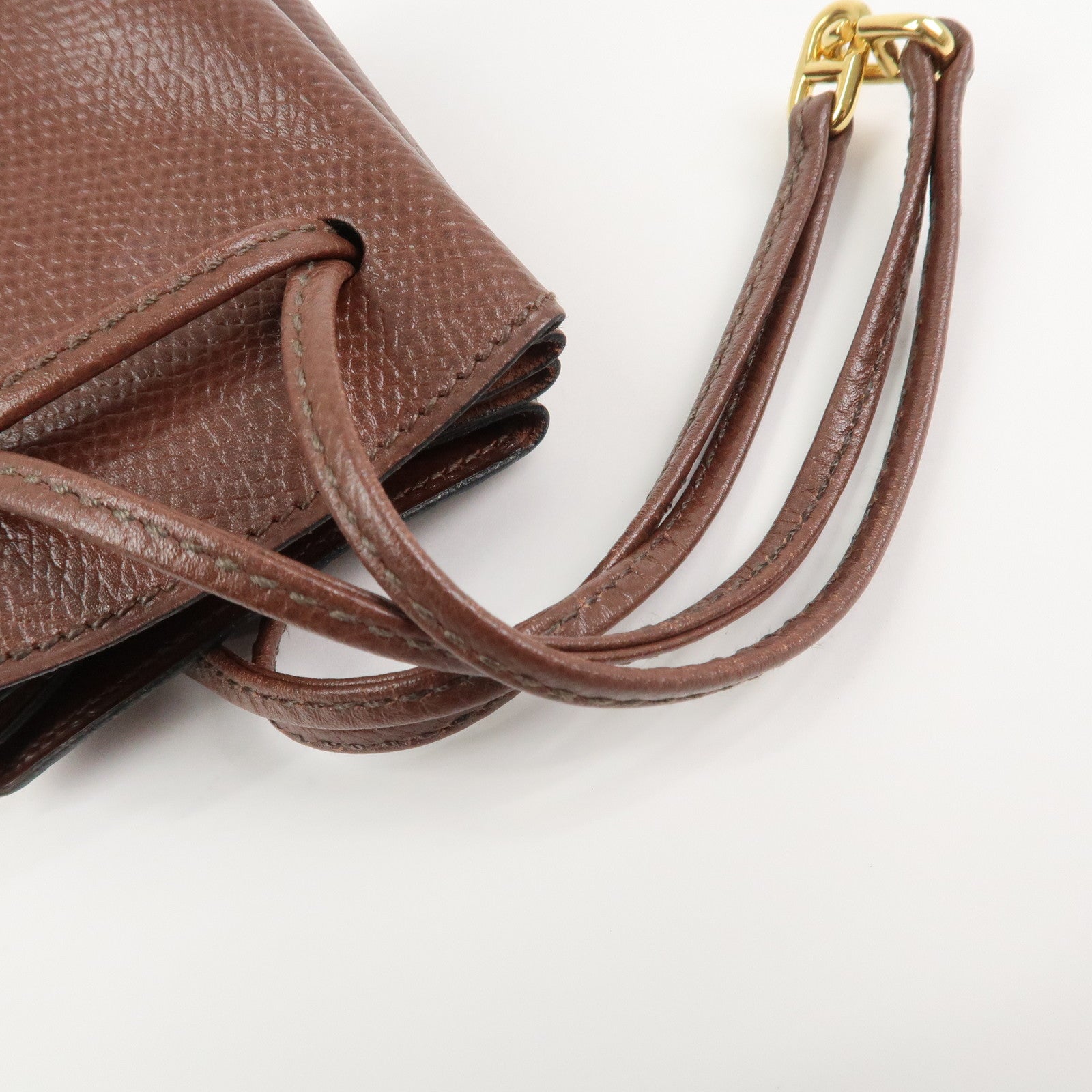 HERMES Vespa Courchevel Calf Leather □A Stamped Pouch Hand Bag