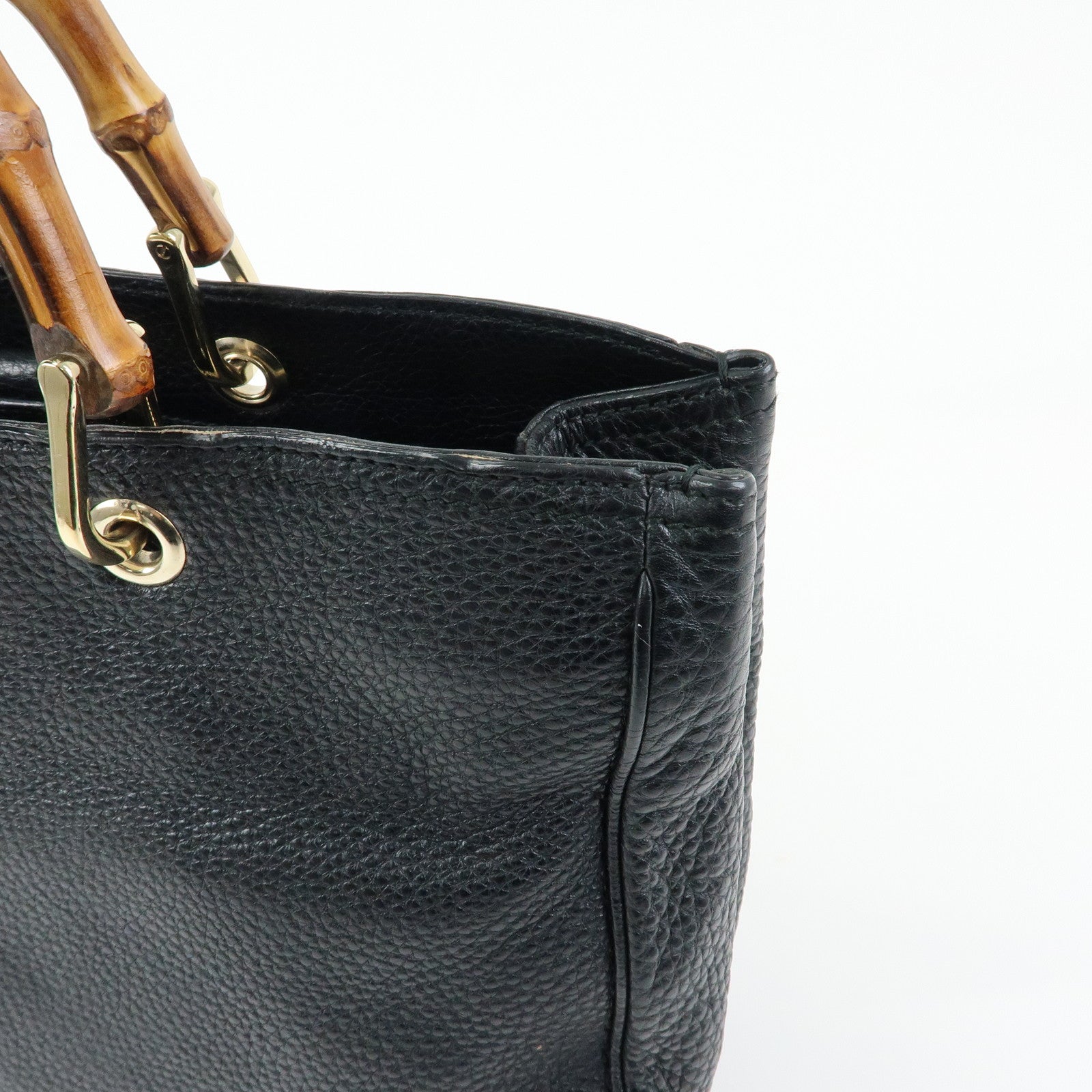 GUCCI Bamboo Leather Shopper Medium 2Way Bag Shoulder Bag 323660