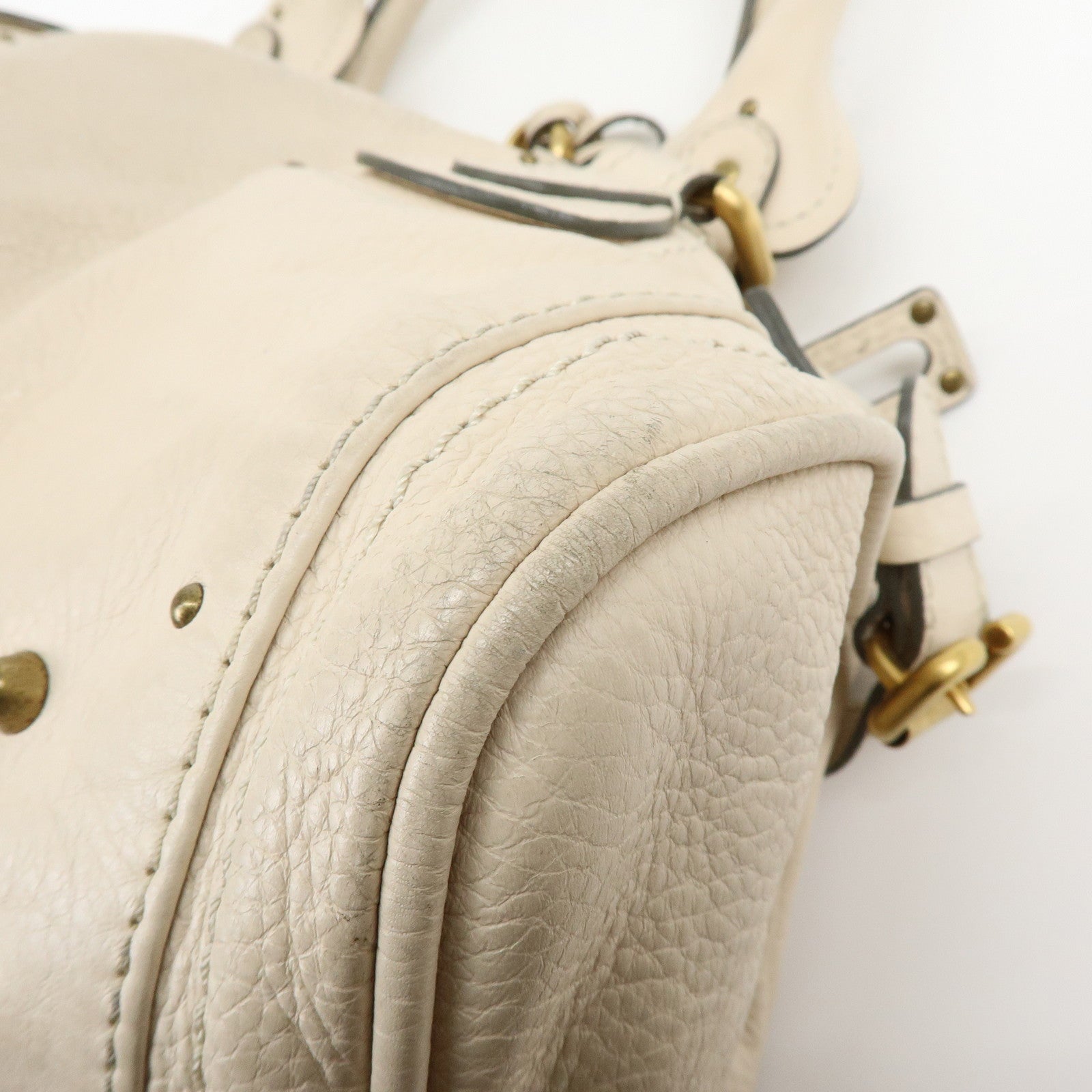 Chloe Paddington Leather Hand Bag Boston Bag Shoulder Bag Ivory