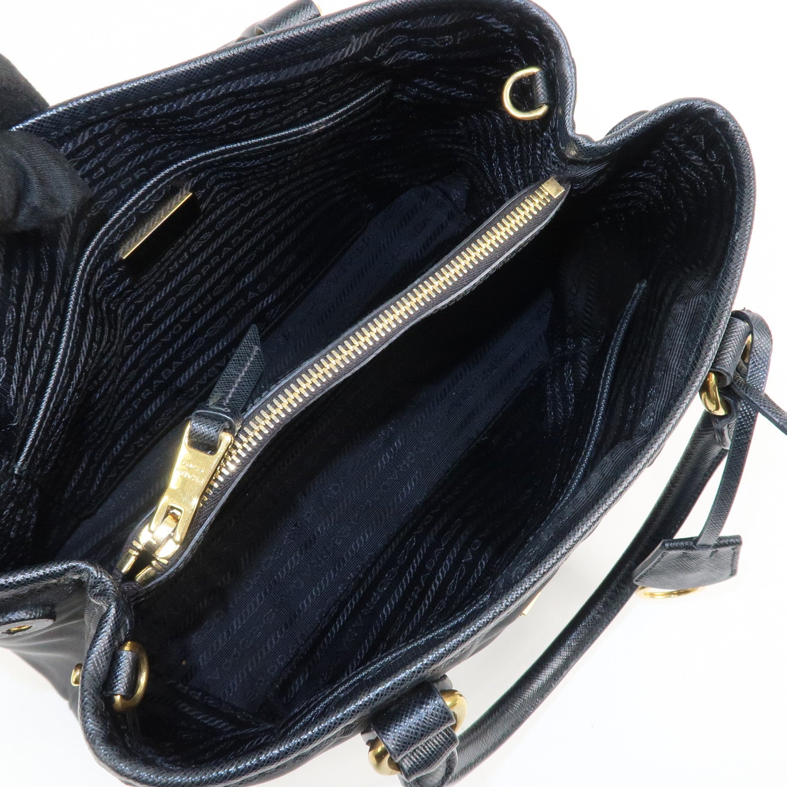 PRADA Logo Nylon Leather 2Way Hand Bag Shoulder Bag Black 1BA173