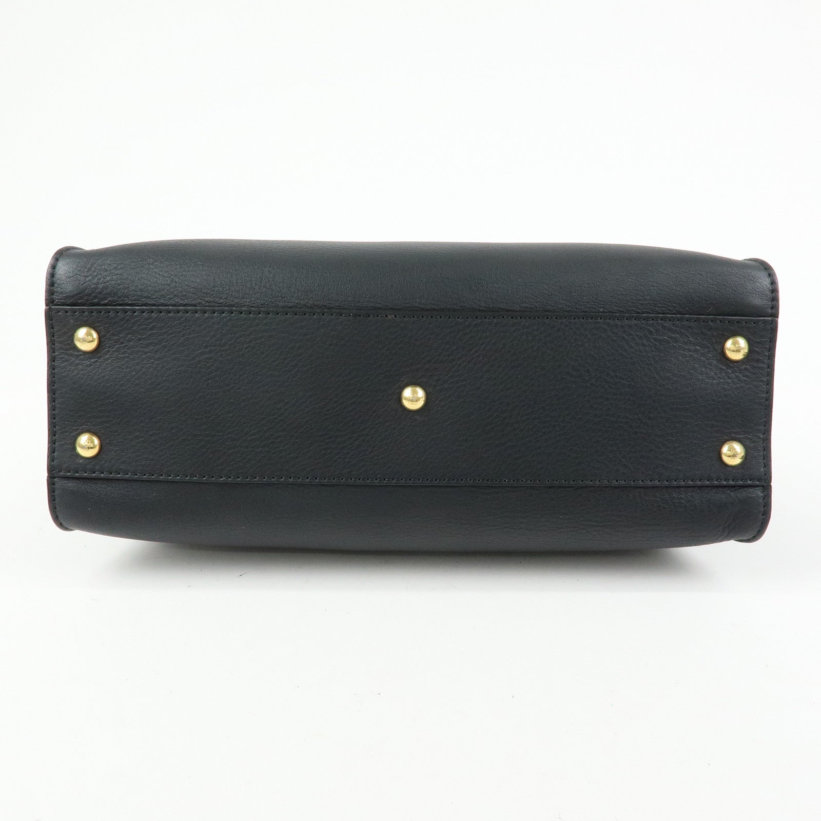 FENDI Peekaboo Leather 2Way Bag Hand Bag Shoulder Bag Black 8BN290