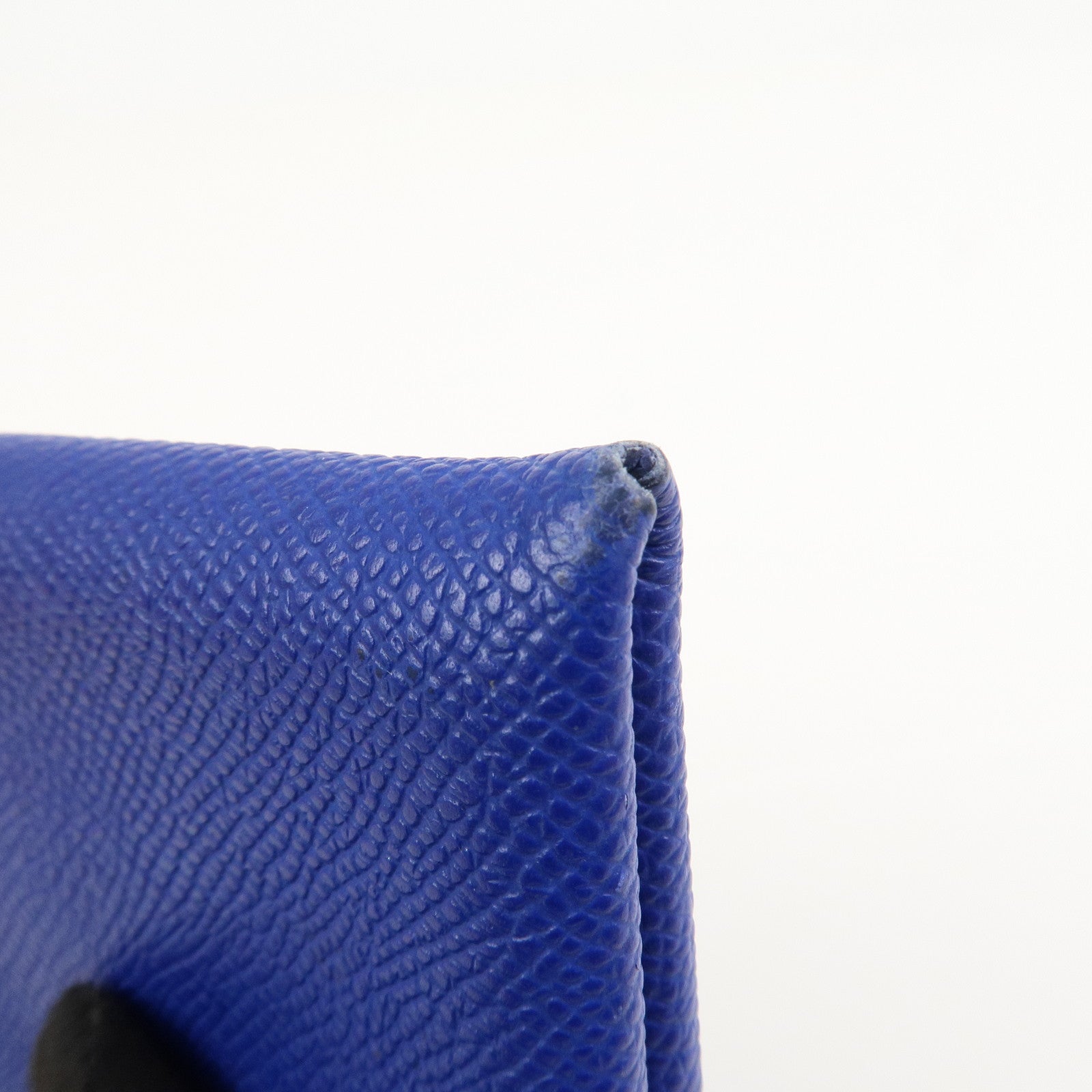 HERMES CALVI Veau Epsom Card Case Card Holder Z Stamped Blue