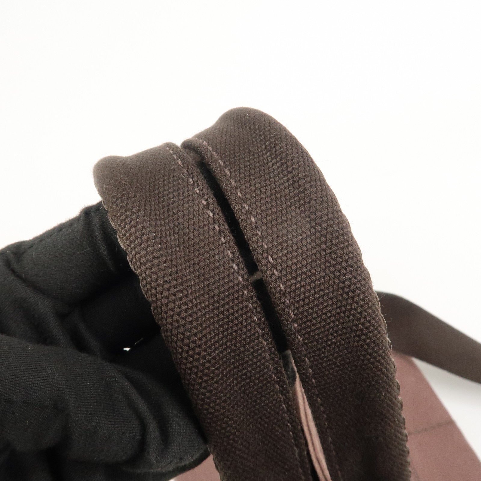 PRADA Logo Canapa Canvas 2Way Bag Hand Bag Brown BN2642