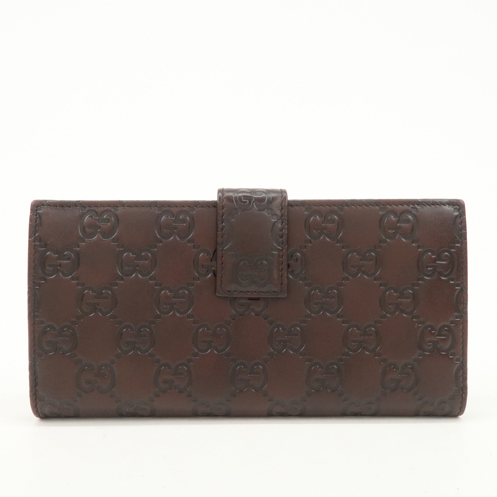 GUCCI Guccissima Leather W Hook Bi-Fold Long Wallet Brown 112715