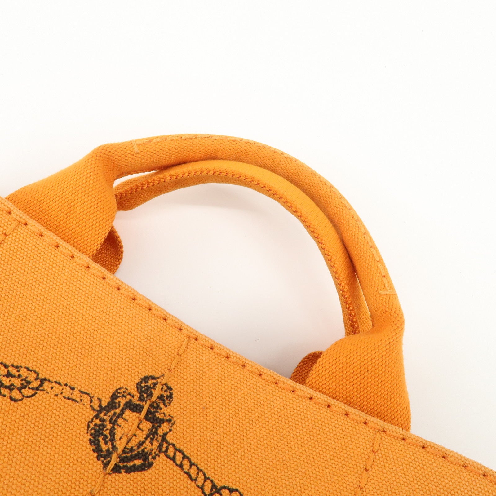 PRADA Logo Canapa Mini Canvas Tote Bag Hand Bag Orange BN2439