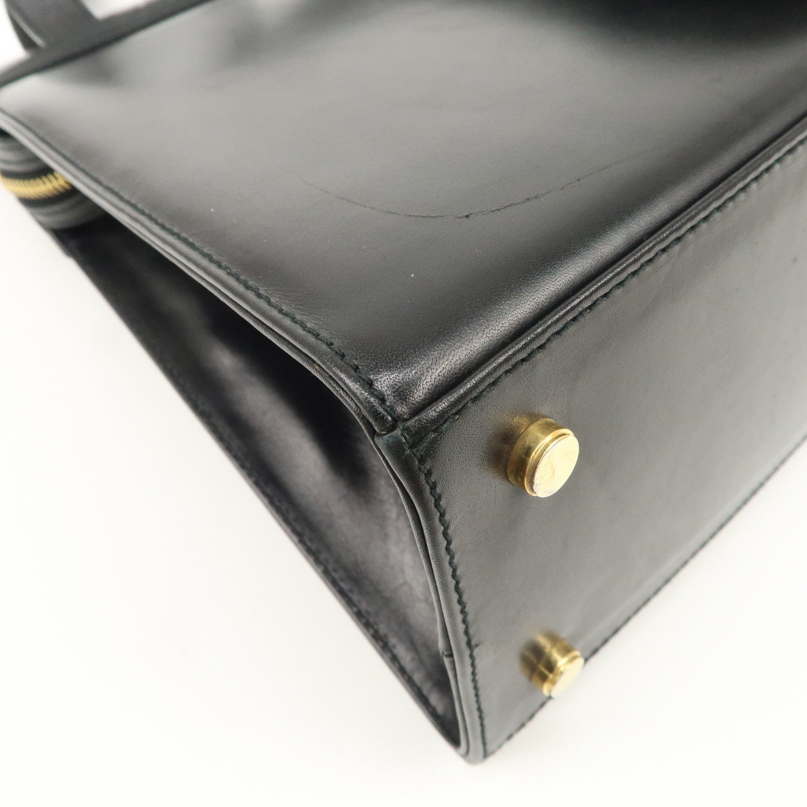 Ferragamo Vara Ribbon Leather Shoulder Bag Tote Bag Black Used